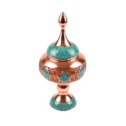 Candy Dish - Size 30 - Copper And Turquoise - 02 - Meraas Gallery