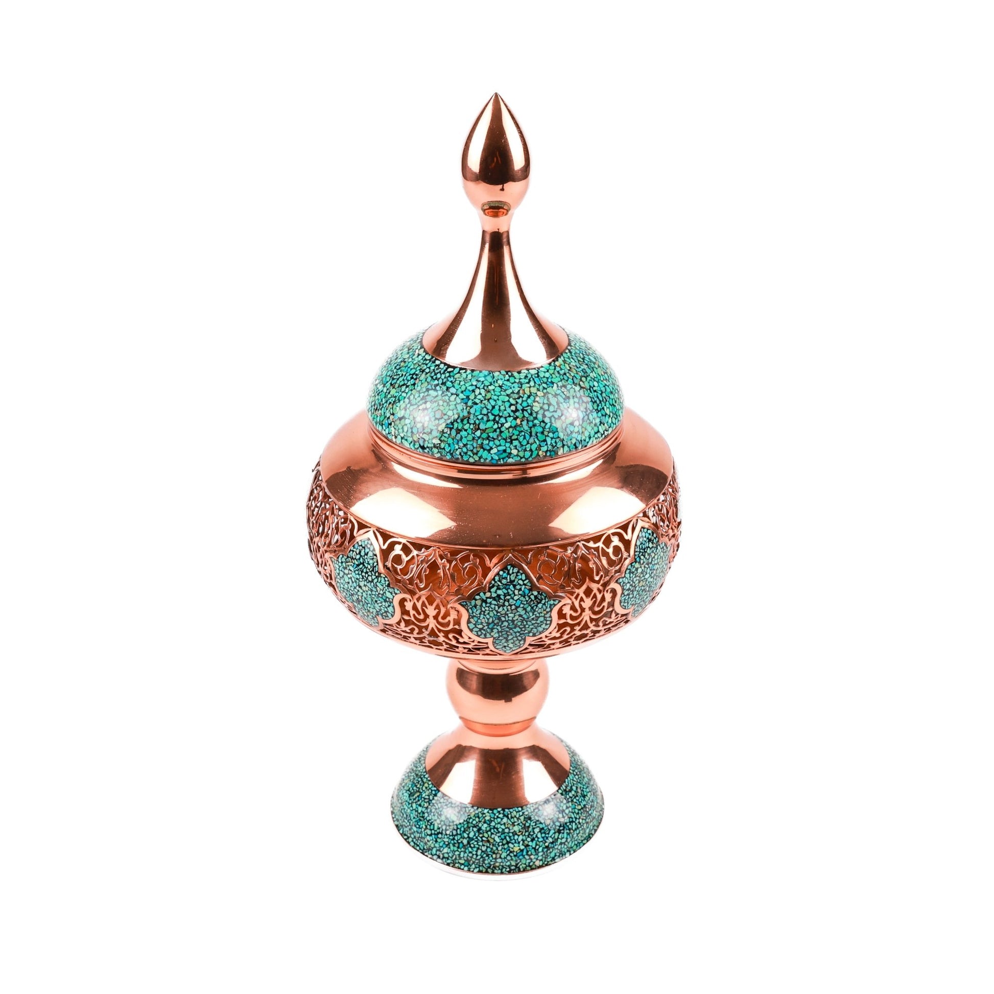 Candy Dish - Size 30 - Copper And Turquoise - 02 - Meraas Gallery