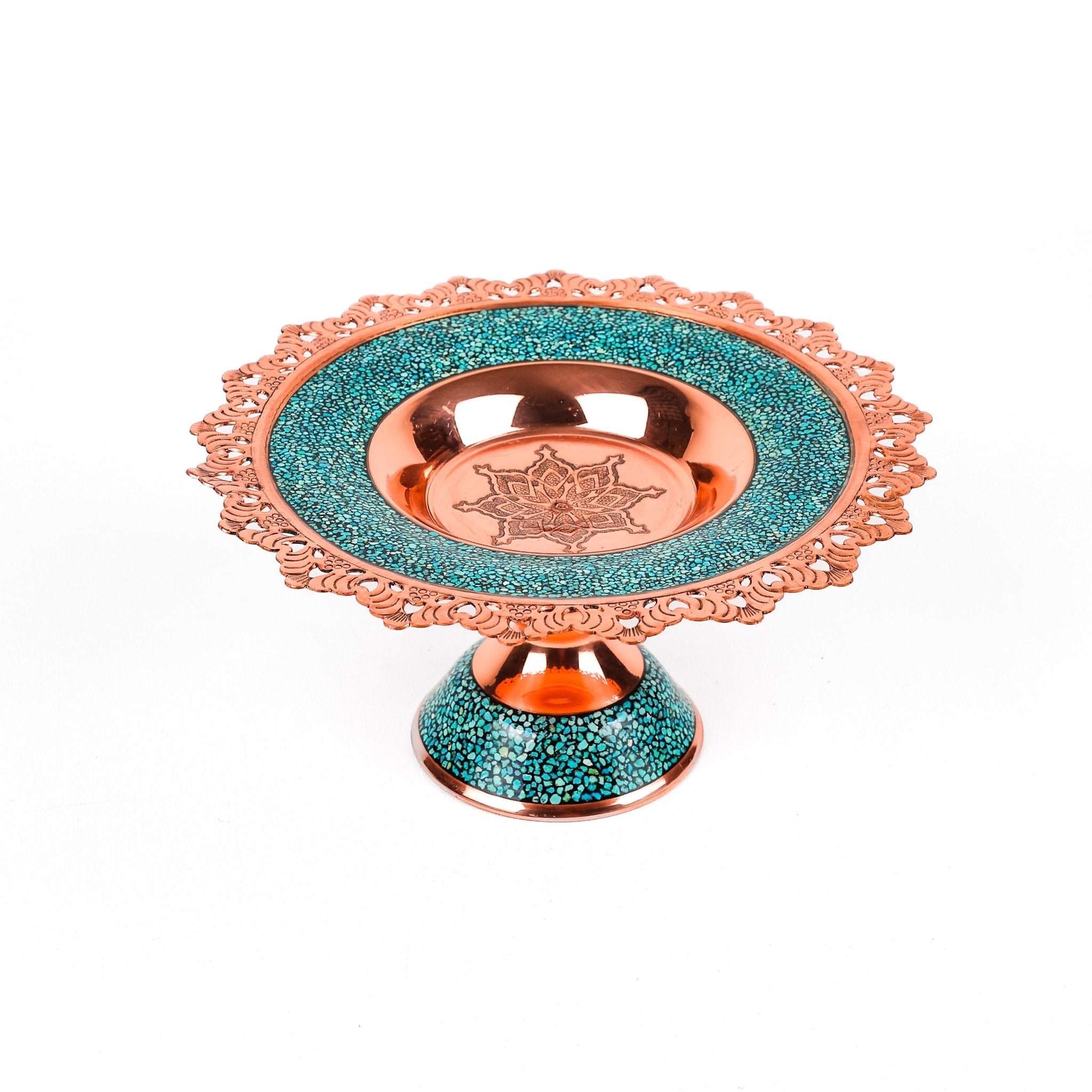 Pastry Dish - Size 25 - Copper And Turquoise - Meraas Gallery