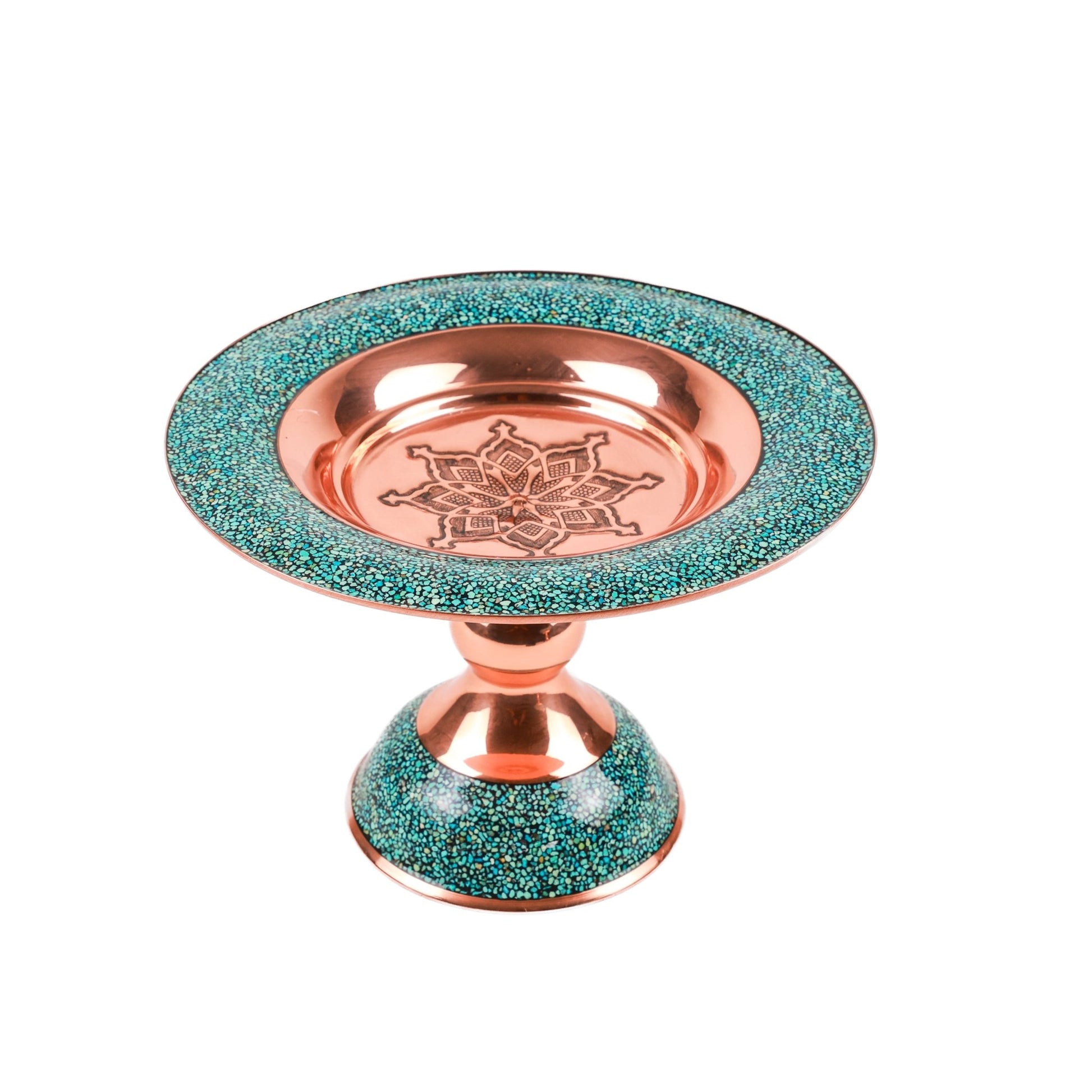 Pastry Dish - Size 25 - Copper And Turquoise - 01 - Meraas Gallery