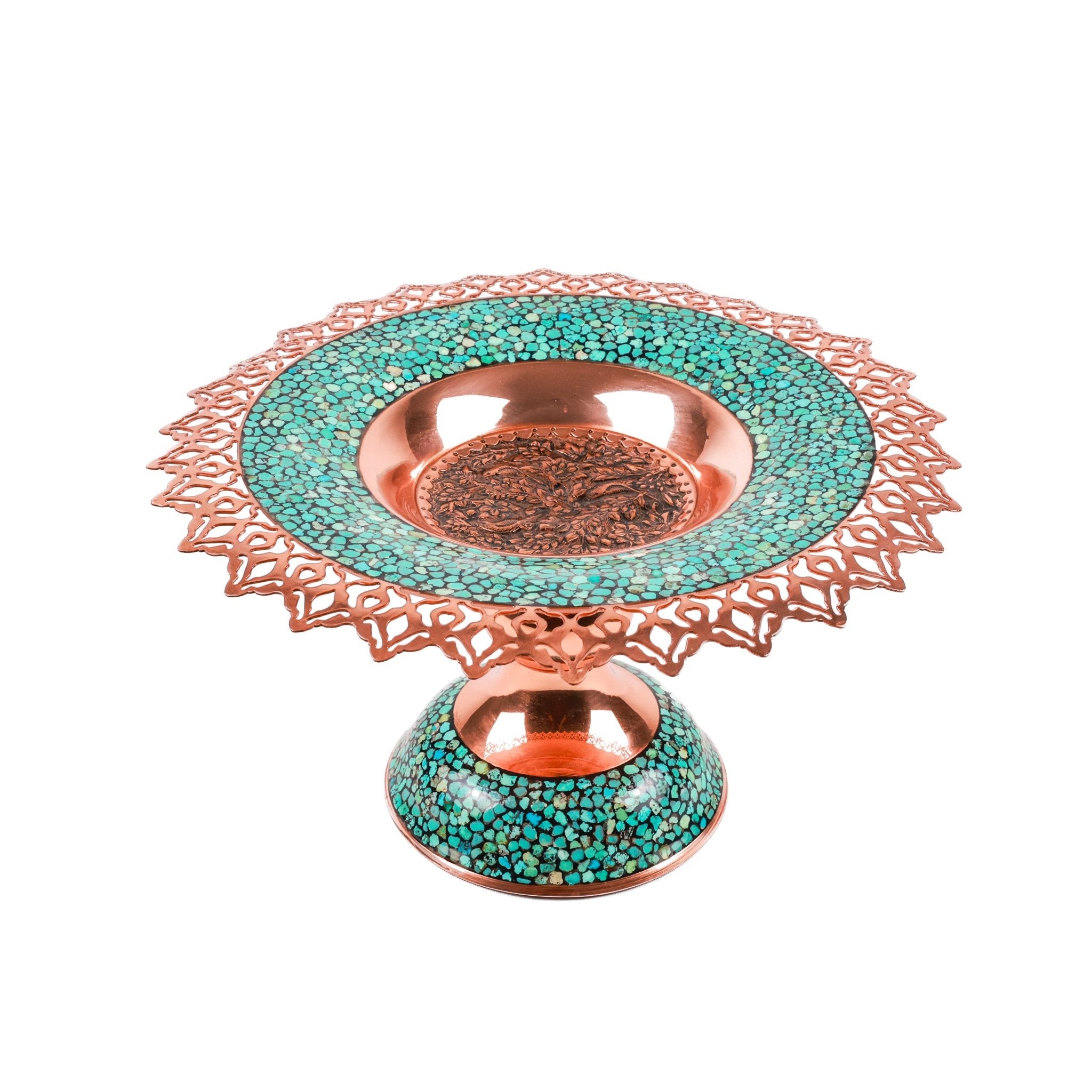 Candy Dish - Size 30 - Copper And Turquoise - 01 - Meraas Gallery