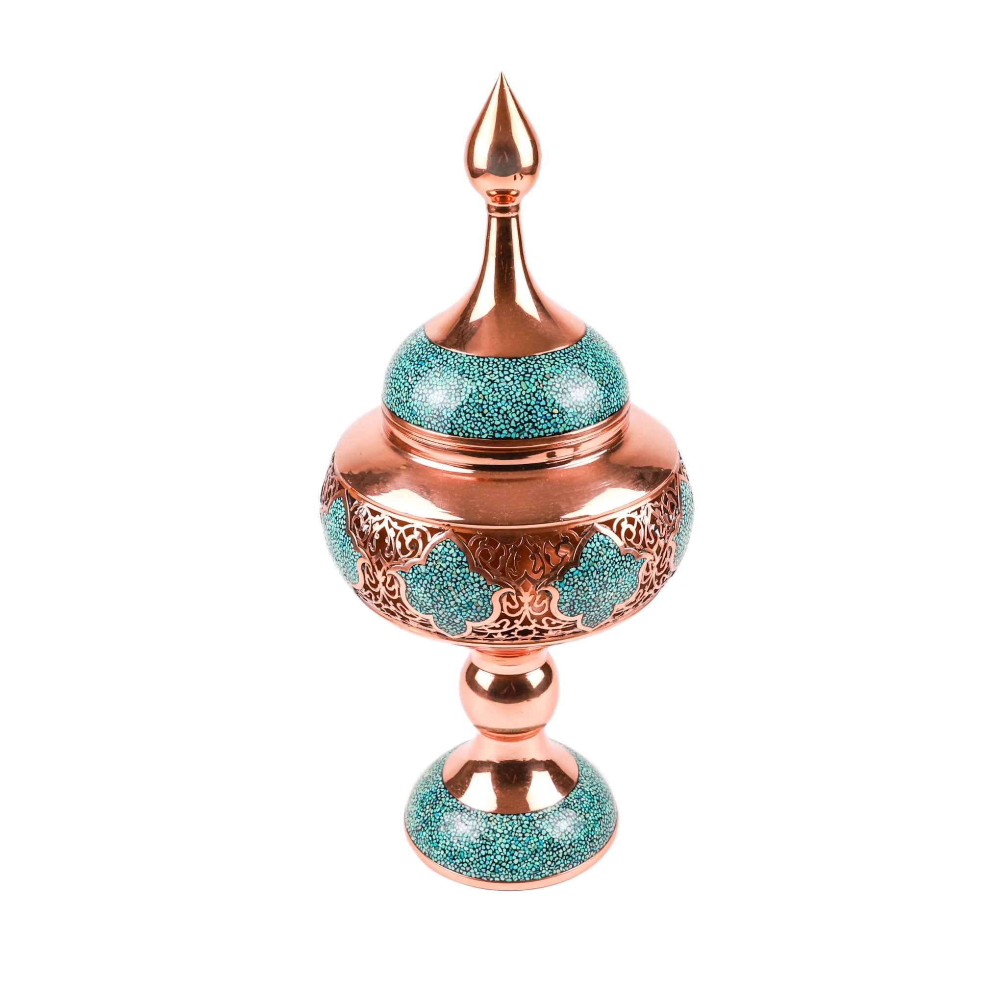 Candy Dish - Size 35 - Copper And Turquoise - 01 - Meraas Gallery