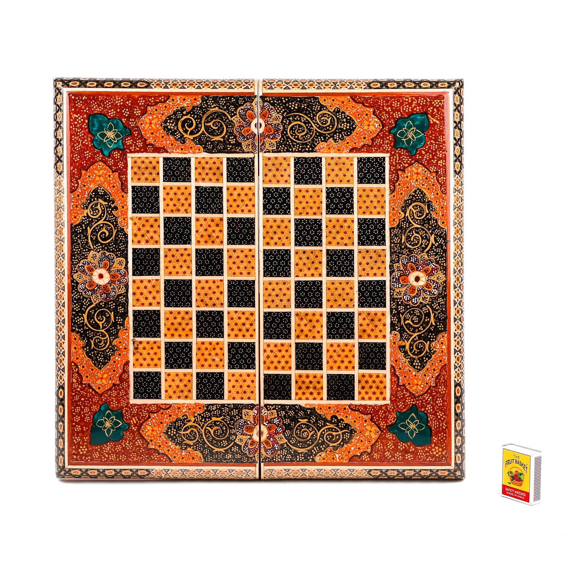Chess Board - Size 40 - Tazhib & Flower Design - 07 - Meraas Gallery