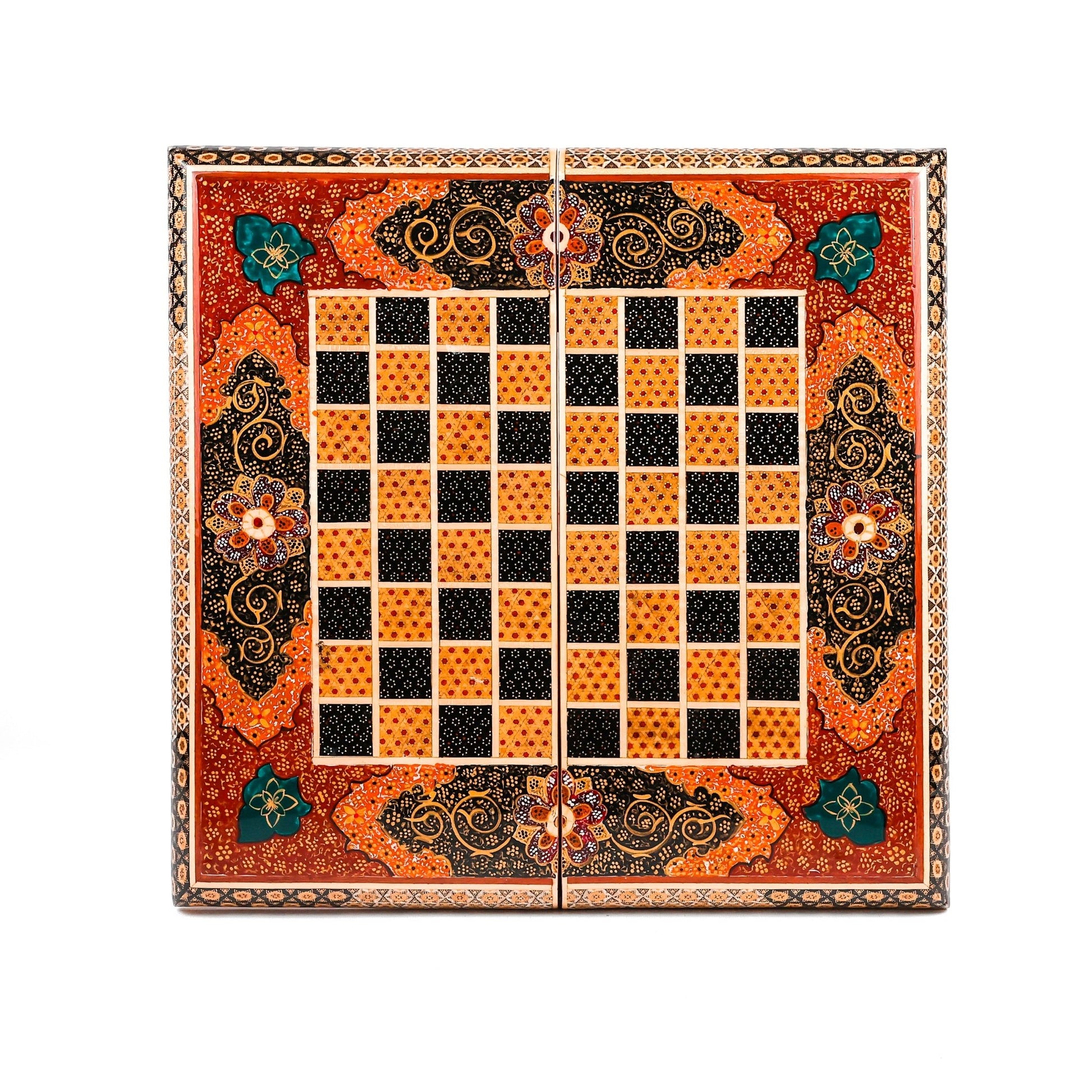 Chess Board - Size 40 - Tazhib & Flower Design - 07 - Meraas Gallery