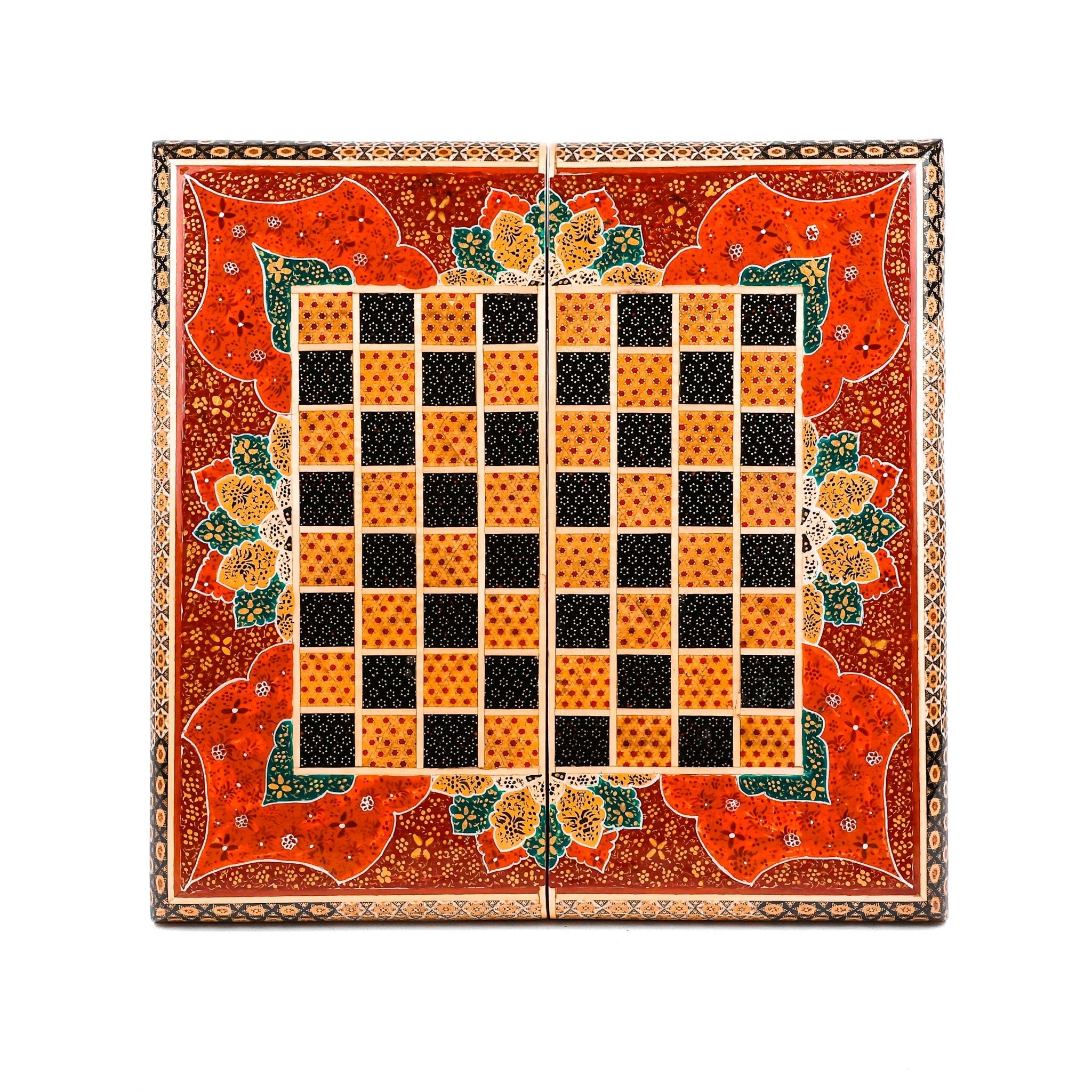 Chess Board - Size 40 - Tazhib & Flower Design - 08 - Meraas Gallery