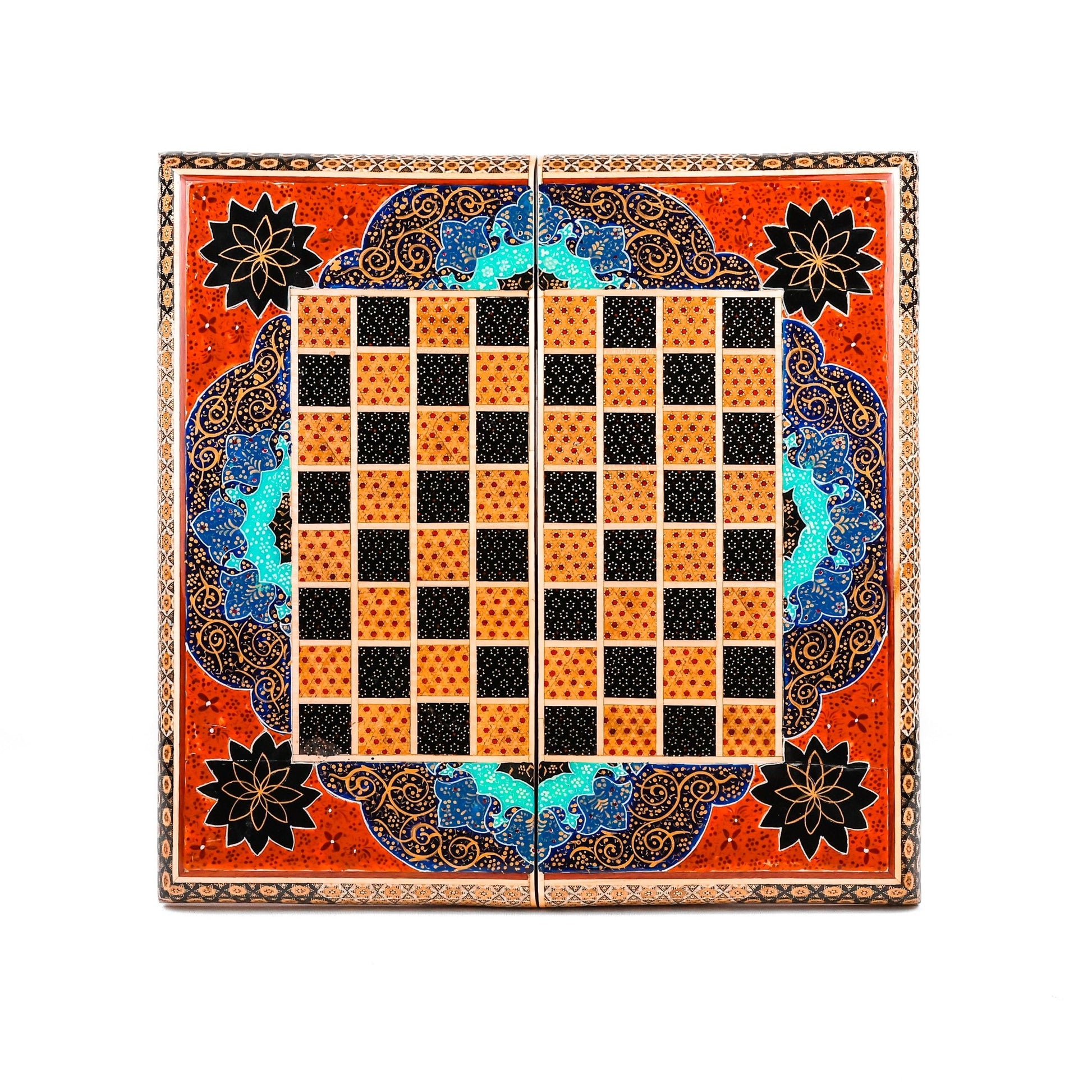 Chess Board - Size 40 - Tazhib & Flower Design - 09 - Meraas Gallery