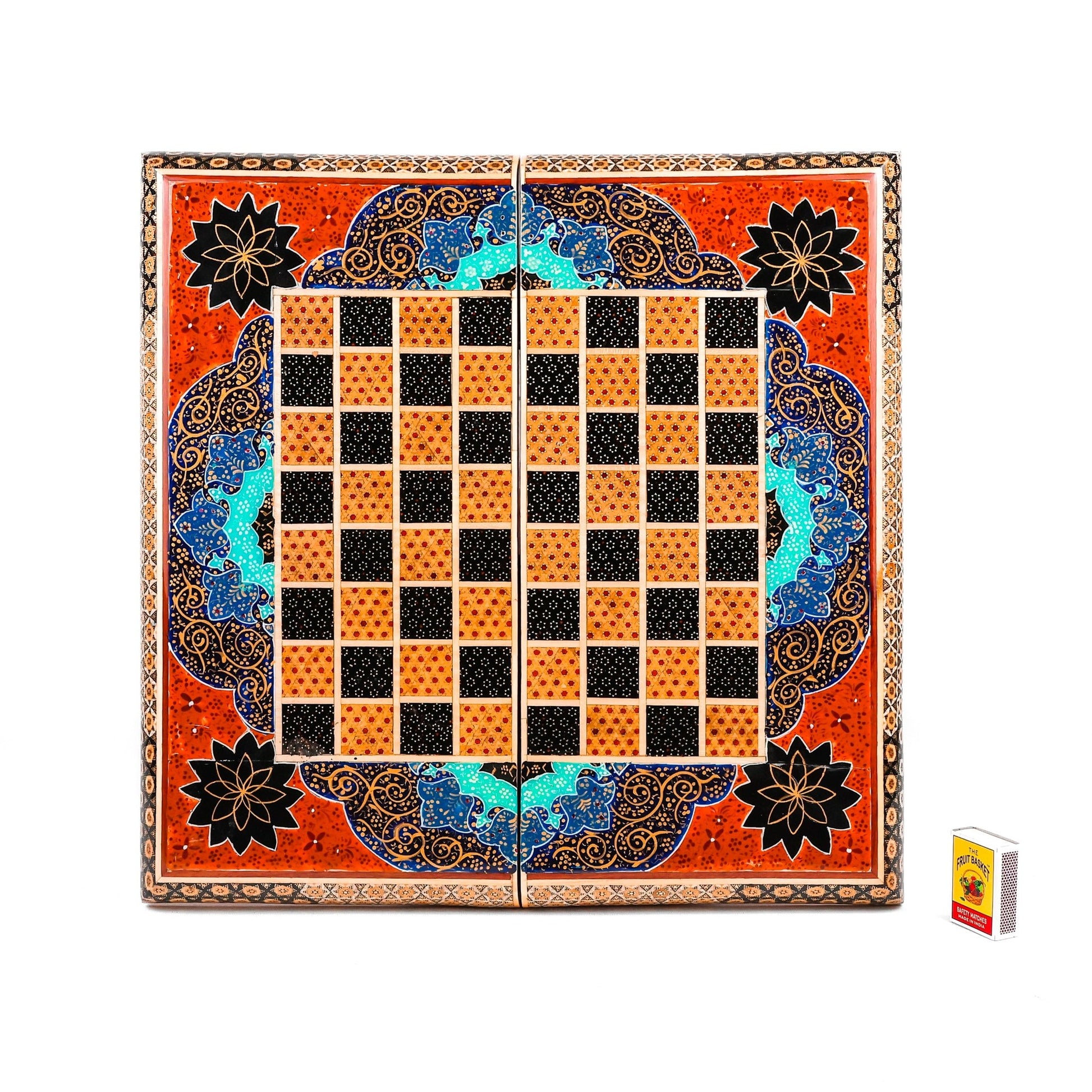 Chess Board - Size 40 - Tazhib & Flower Design - 09 - Meraas Gallery