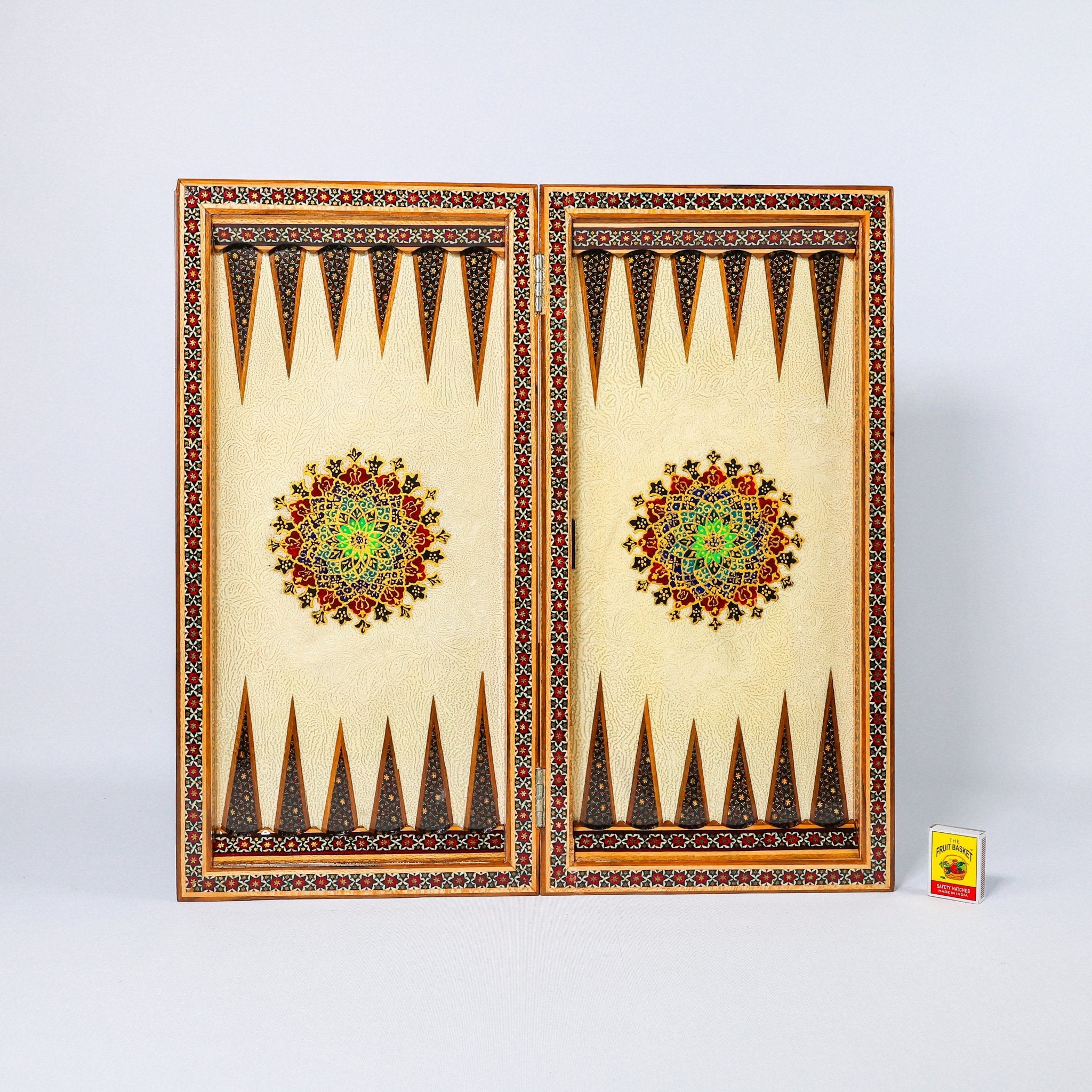 Chess & Backgammon Board - Size 50 - Colored Shell Design - 02 - Meraas Gallery