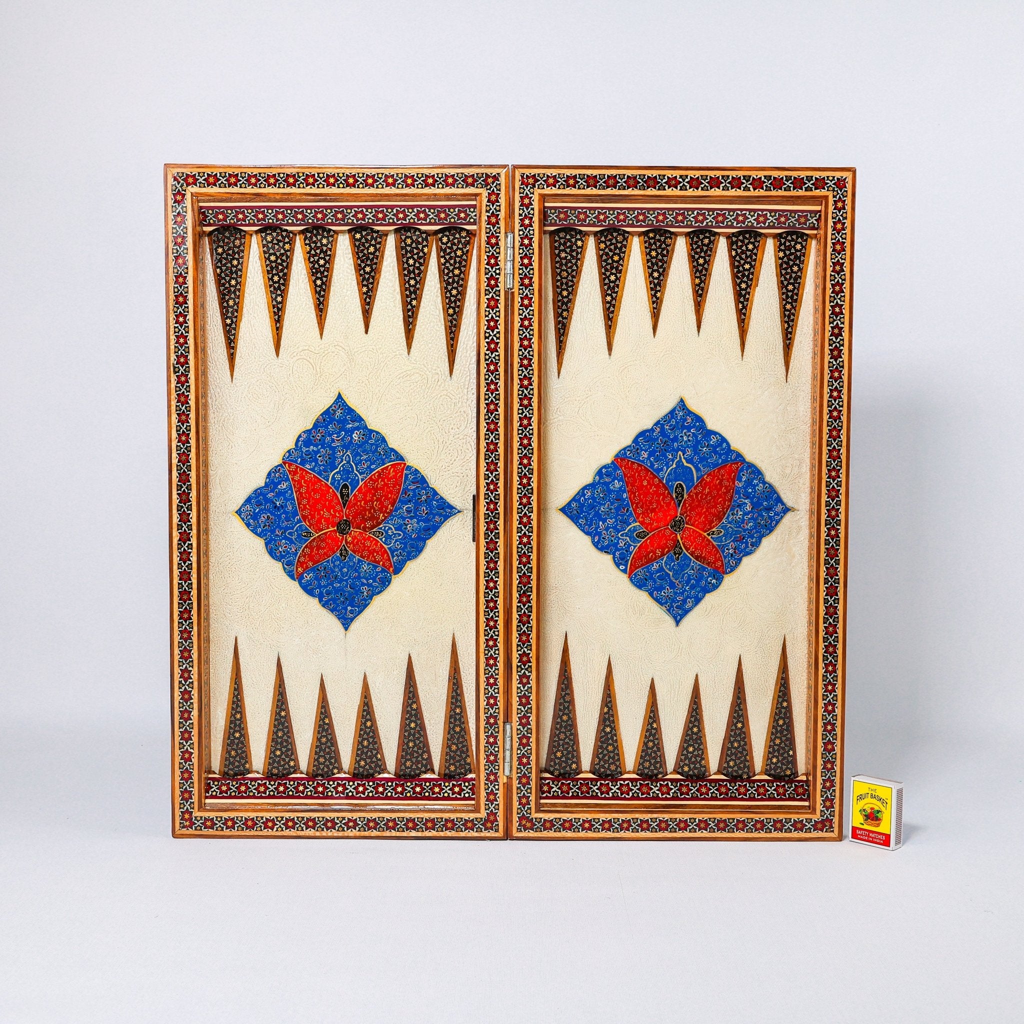 Chess & Backgammon Board - Size 50 - Colored Shell Design - 03 - Meraas Gallery