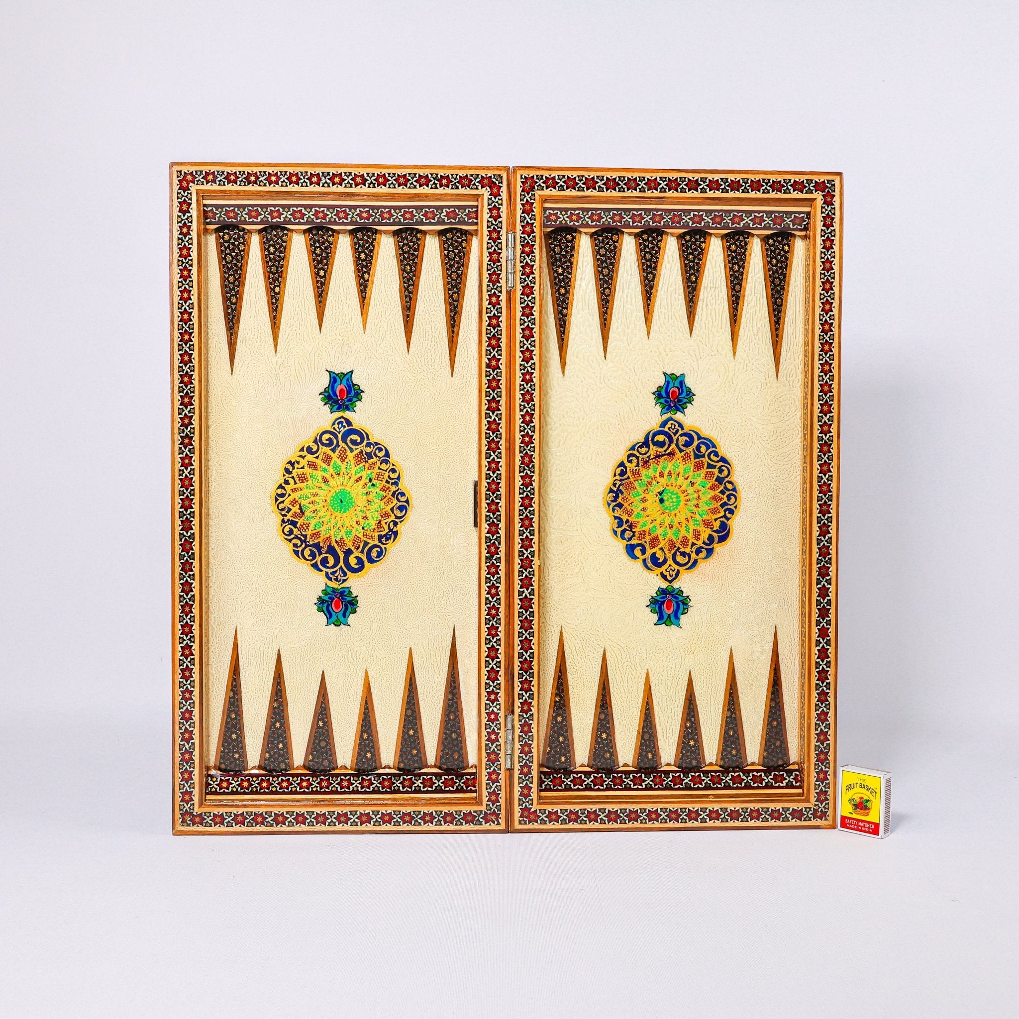 Chess & Backgammon Board - Size 50 - Colored Shell Design - 04 - Meraas Gallery