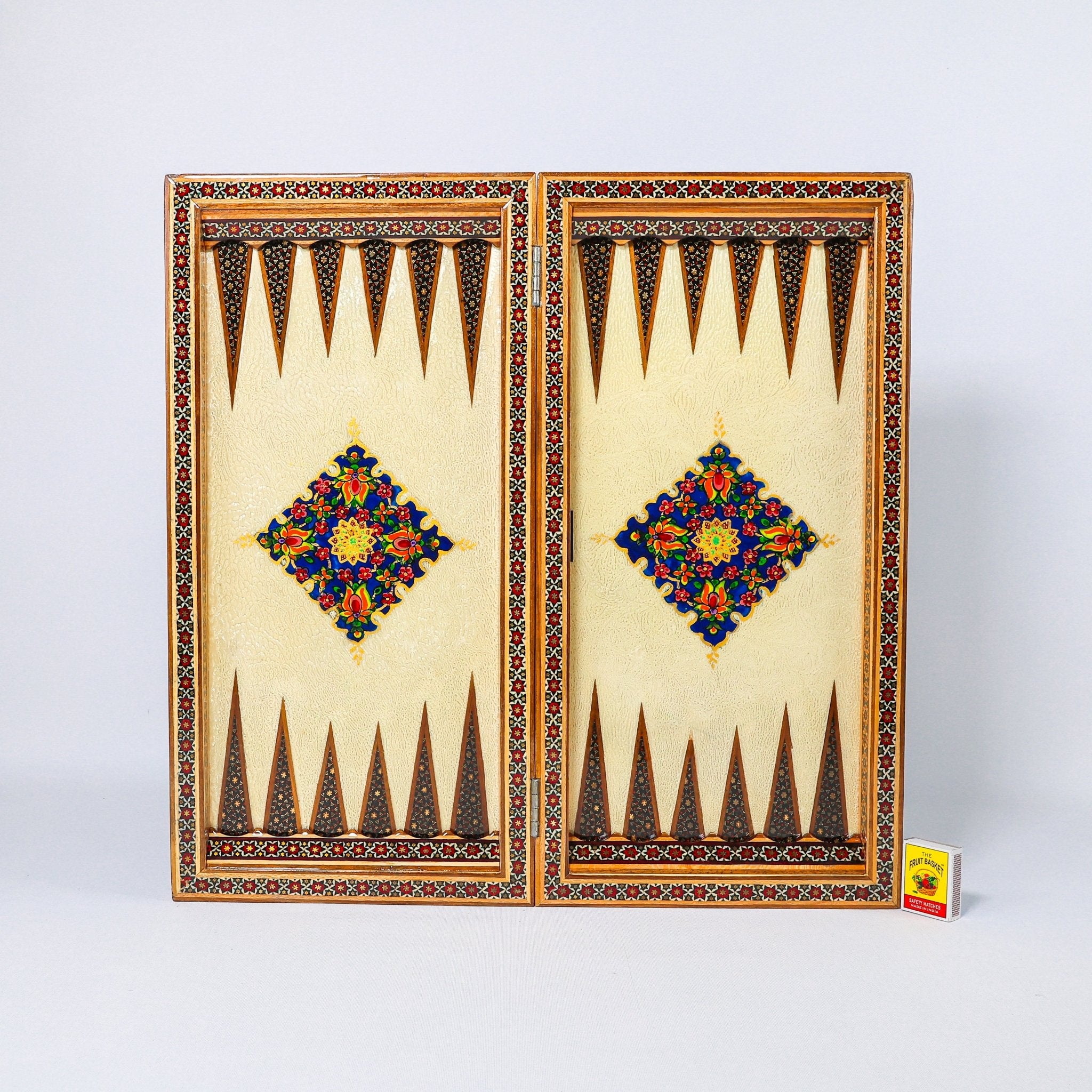 Chess & Backgammon Board - Size 50 - Colored Shell Design - 05 - Meraas Gallery