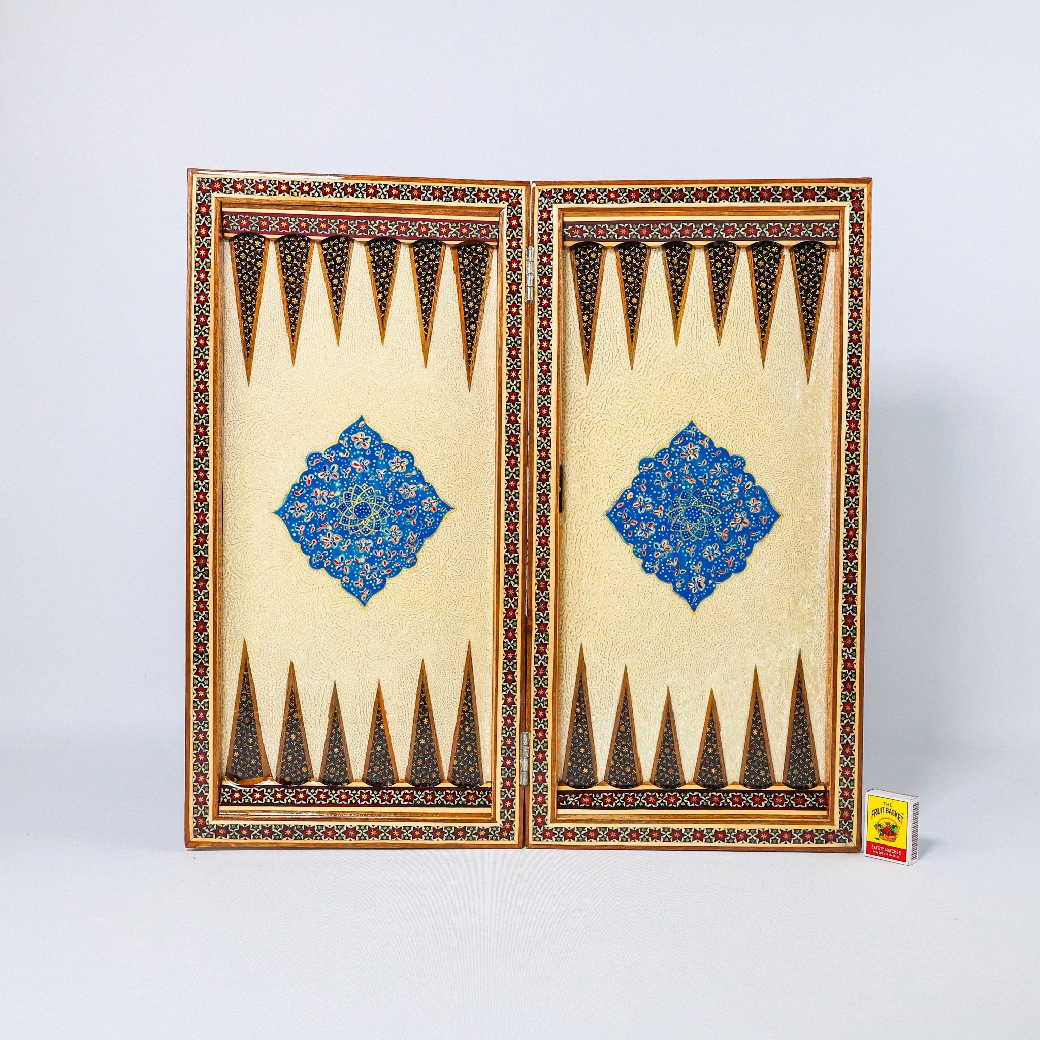 Chess & Backgammon Board - Size 50 - Colored Shell Design - 06 - Meraas Gallery