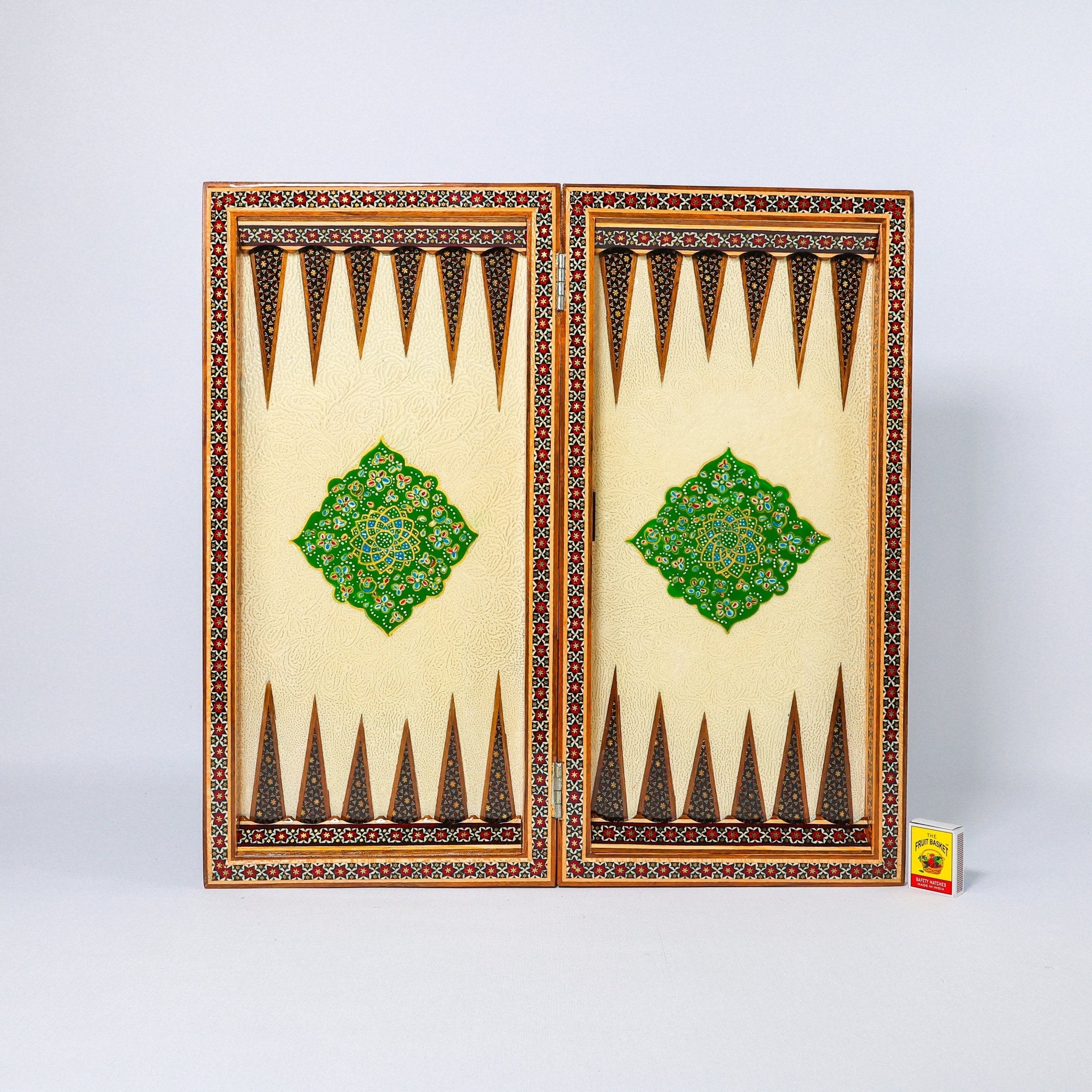 Chess & Backgammon Board - Size 50 - Colored Shell Design - 07 - Meraas Gallery