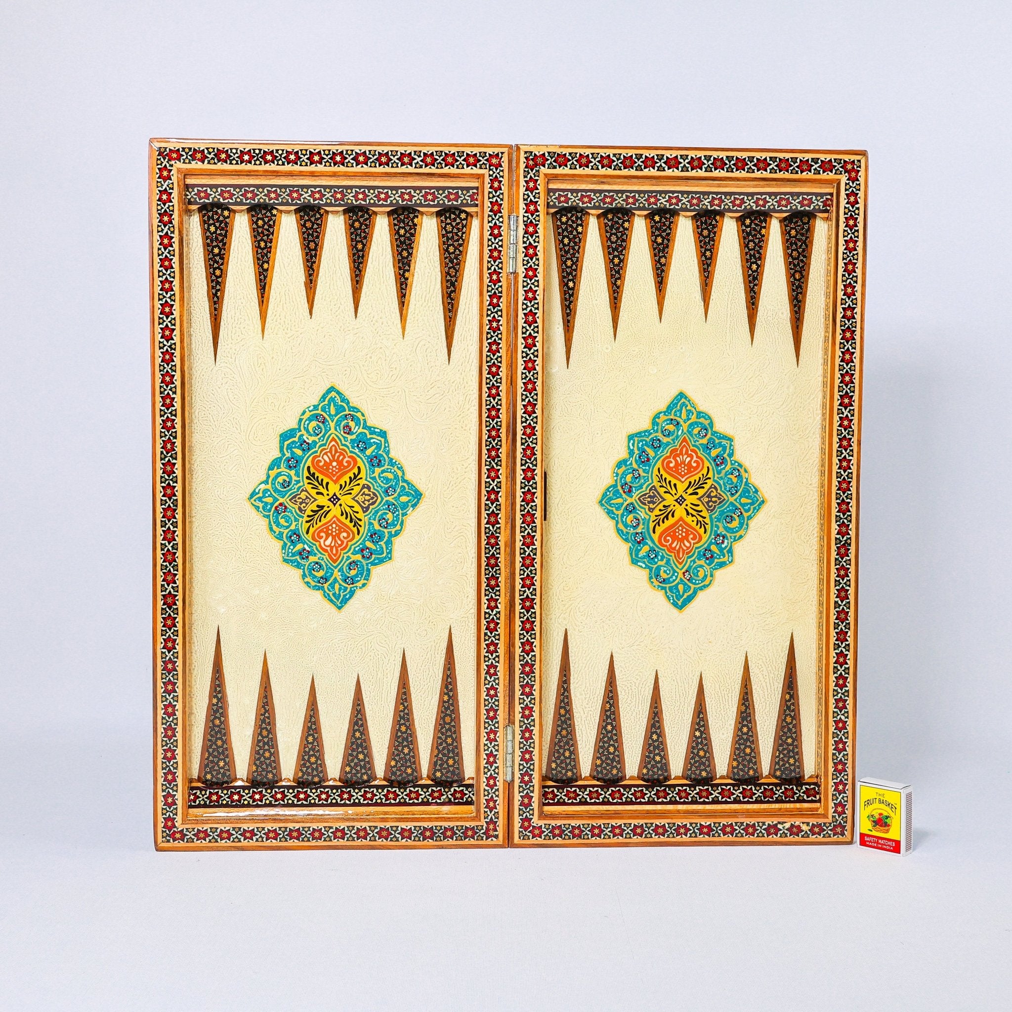 Chess & Backgammon Board - Size 50 - Colored Shell Design - 08 - Meraas Gallery