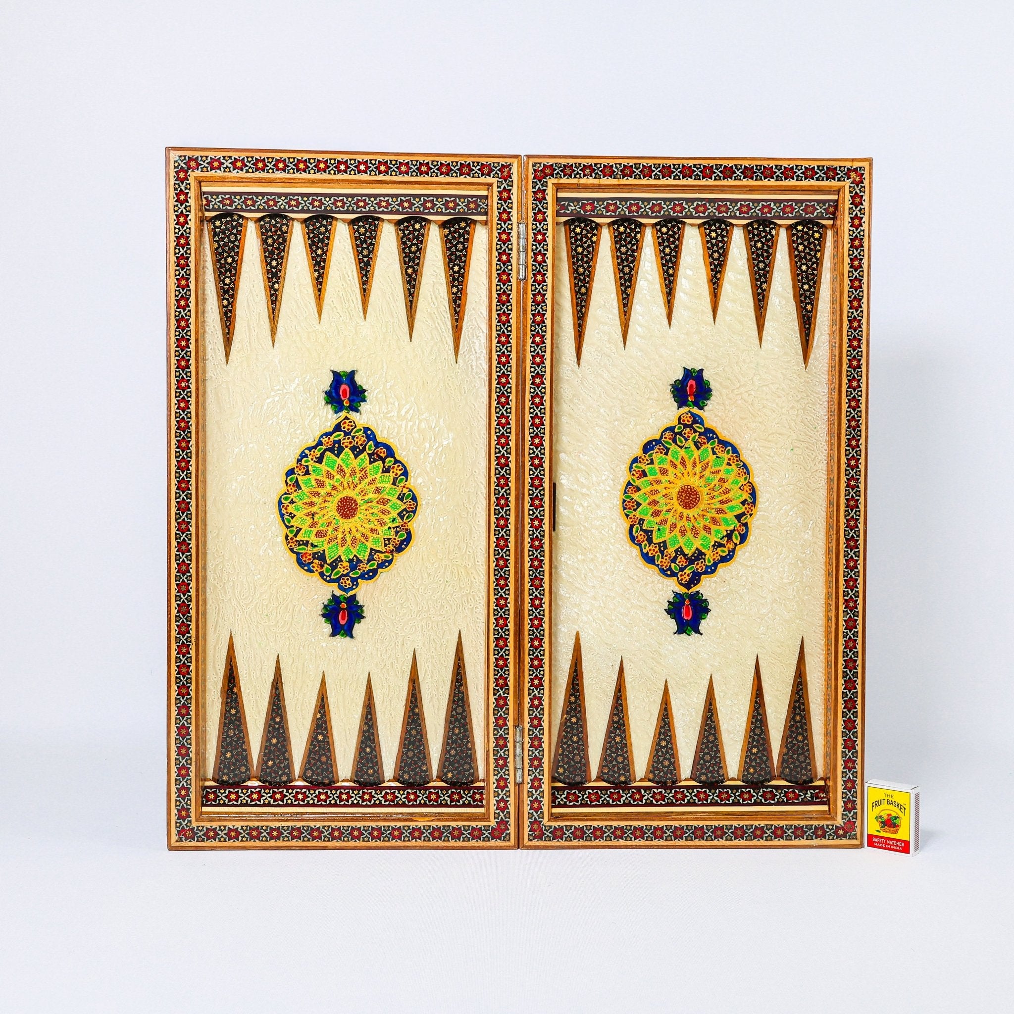 Chess & Backgammon Board - Size 50 - Colored Shell Design - 09 - Meraas Gallery