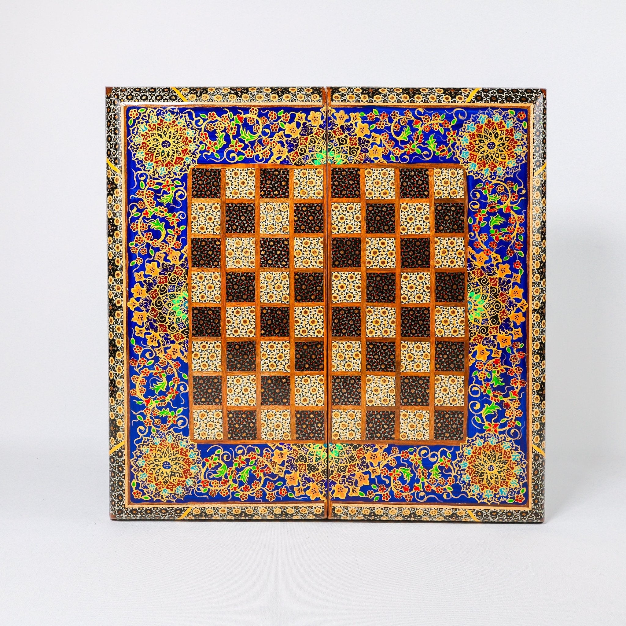 Chess & Backgammon Board - Size 50 - Colored Shell Design - 10 - Meraas Gallery