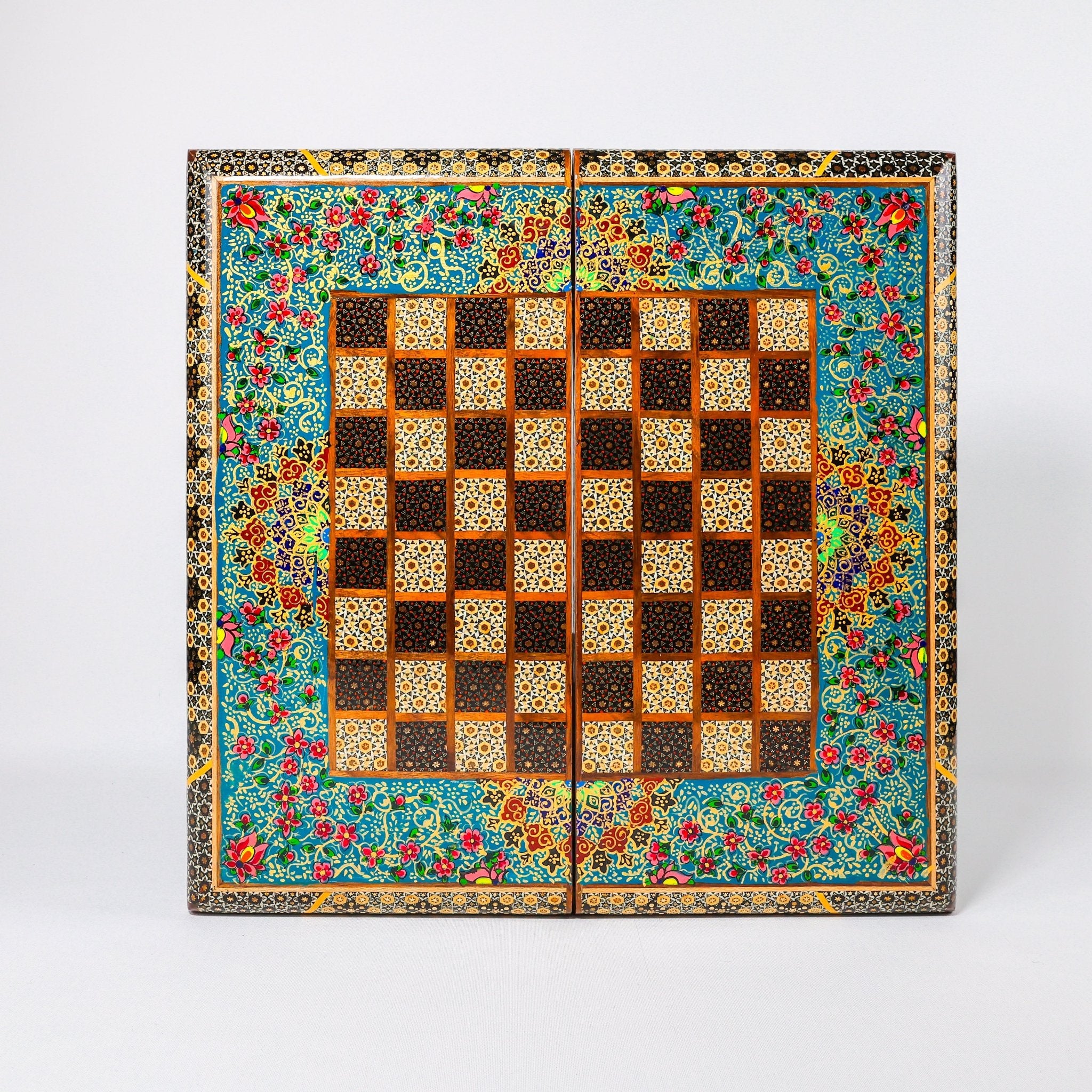 Chess & Backgammon Board - Size 50 - Colored Shell Design - 11 - Meraas Gallery