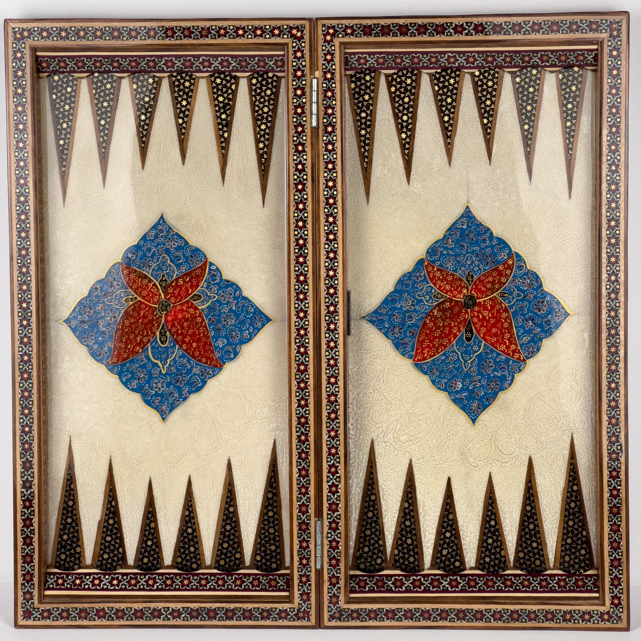 Chess & Backgammon Board - Size 50 - Colored Shell Design - 01 - Meraas Gallery