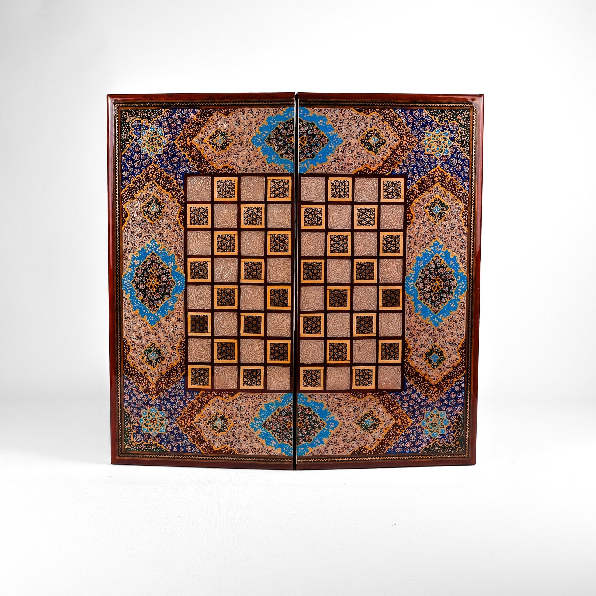 Chess Board - Size 50 - Rounded Edge - Eslimi Design - Mahogany - 01 - Meraas Gallery
