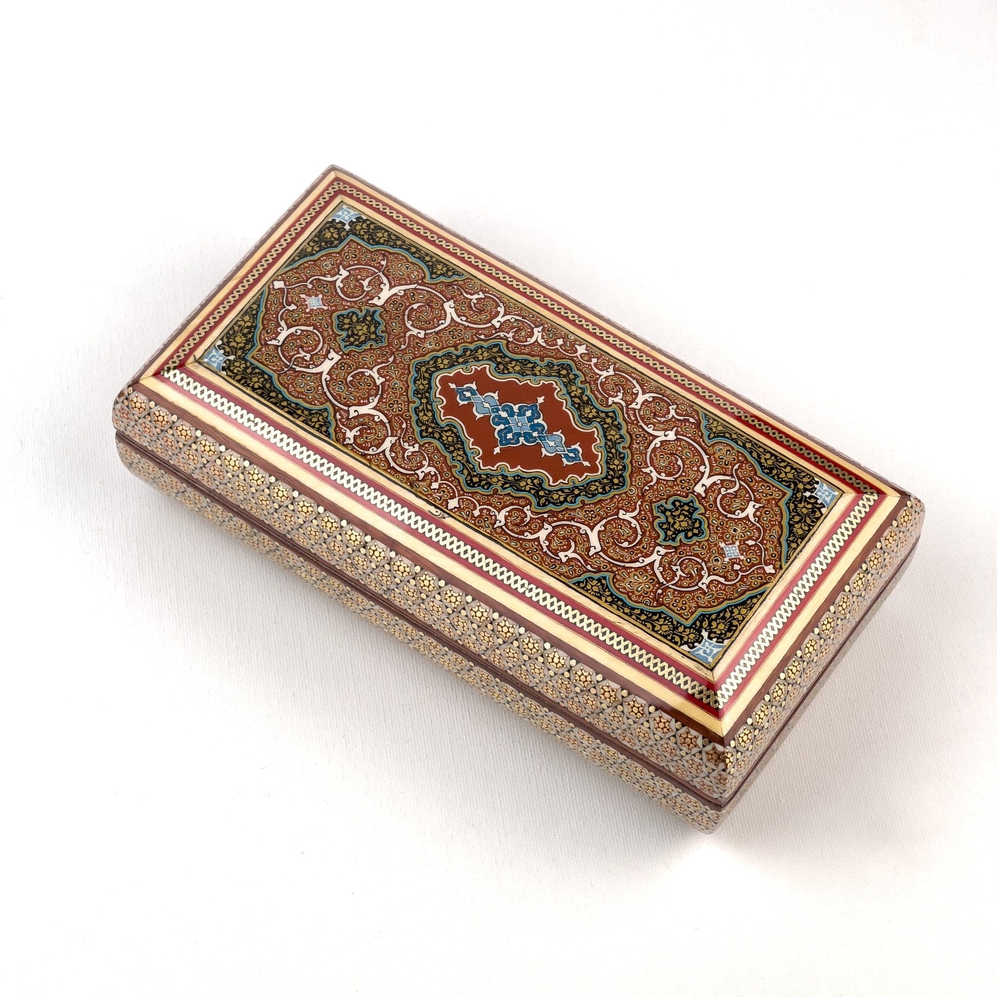 Jewelry Box - Size 10x20 - Top Tazhib Design - Interior Khatam - Meraas Gallery
