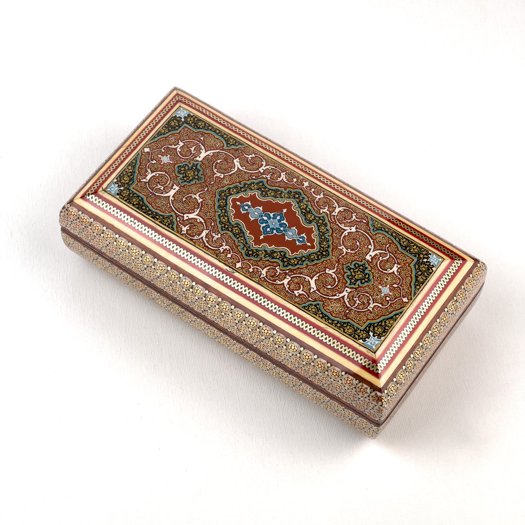 Jewelry Box - Size 10x20 - Top Tazhib Design - Interior Khatam