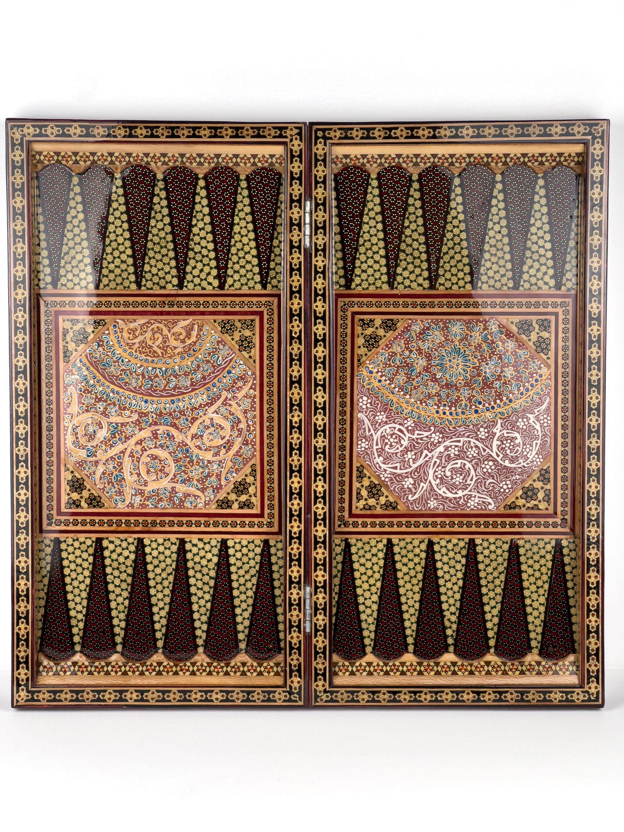 Backgammon & Chess Board - Size 50 - With Columns - Tazhib Painting