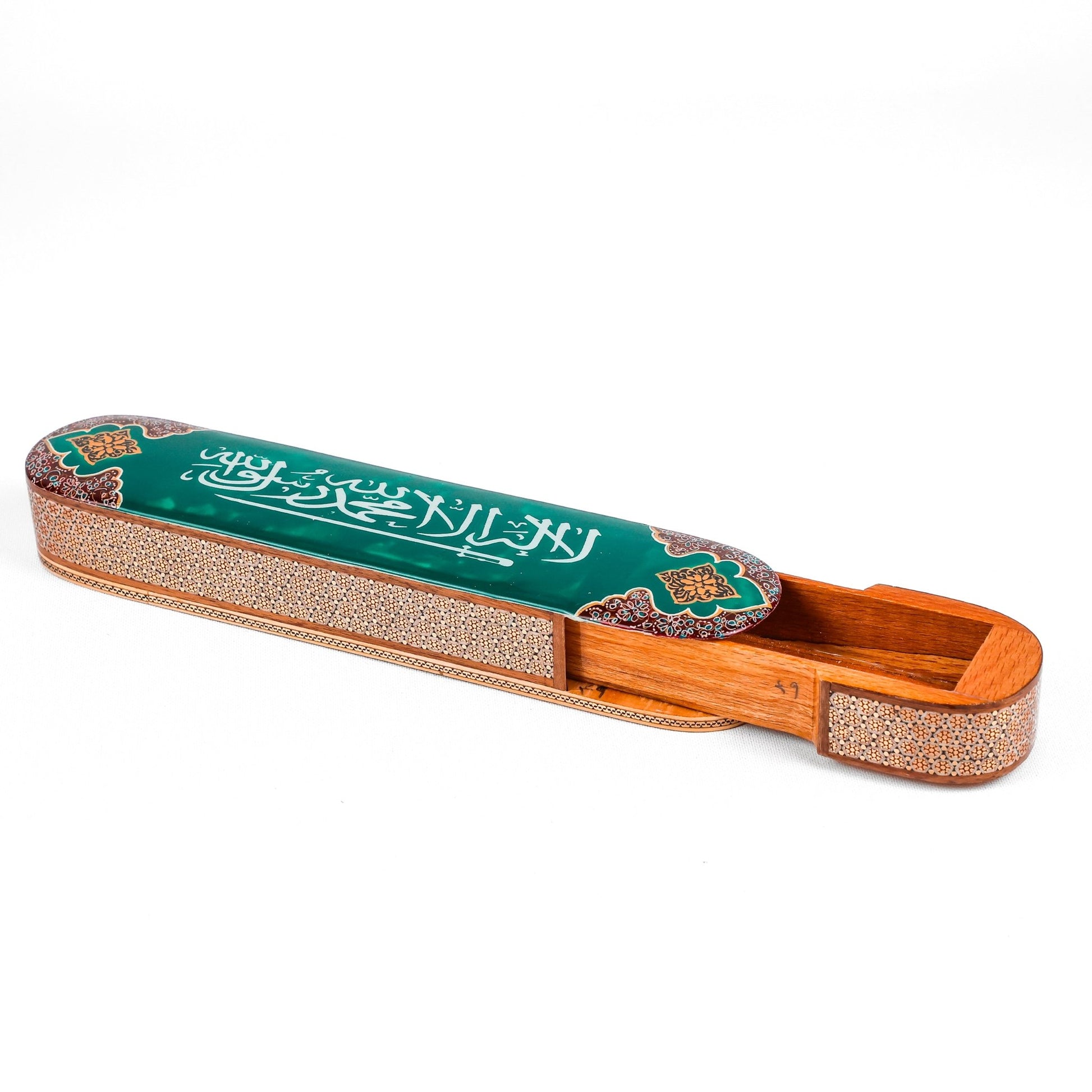Sliding Tasbih Box – Size 30 cm – Saudi Slogan – Green Color – Customer Sample - 1 - Meraas Gallery