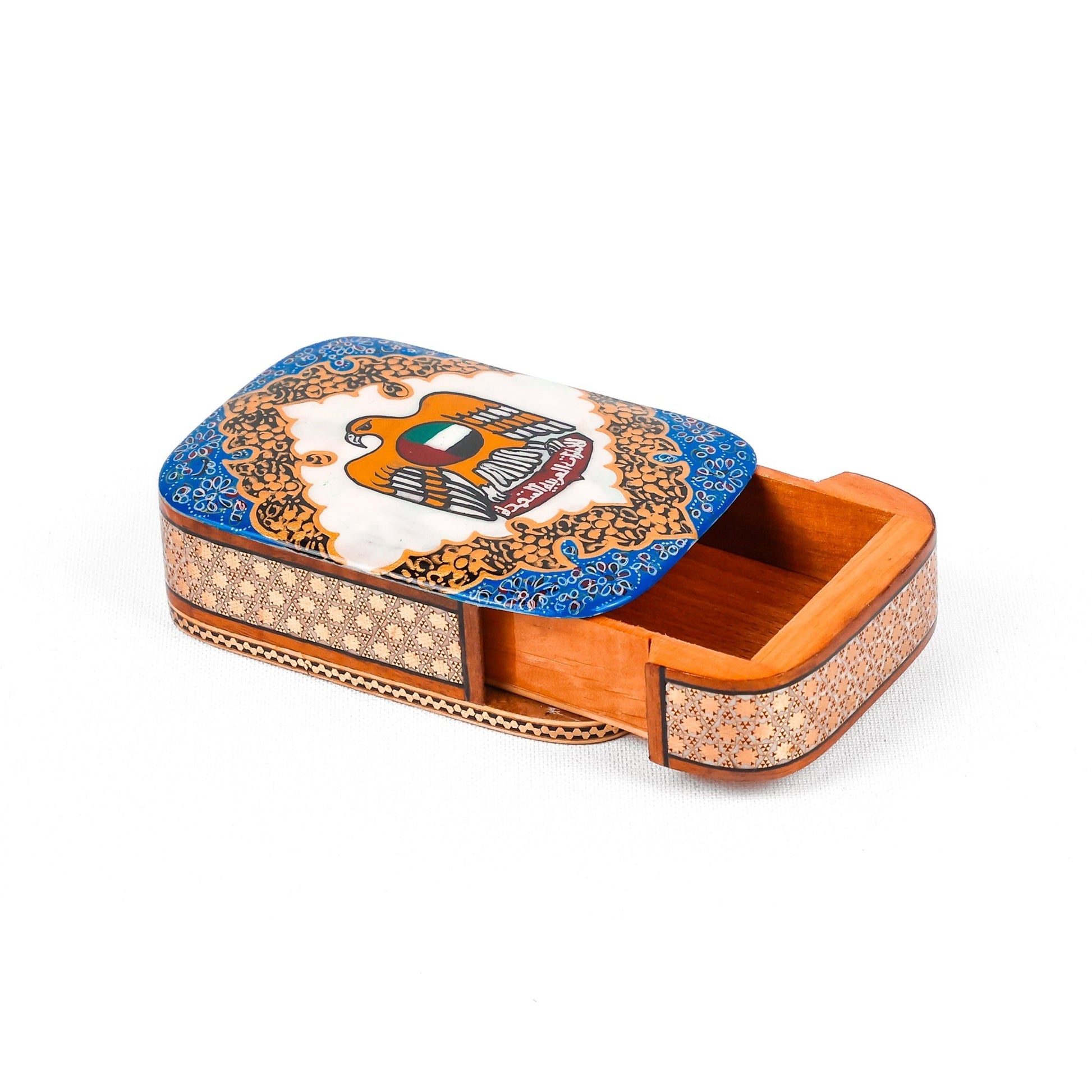 Sliding Oud Box – Size 8 × 11 cm – UAE Logo – White Color – Customer Sample - Meraas Gallery