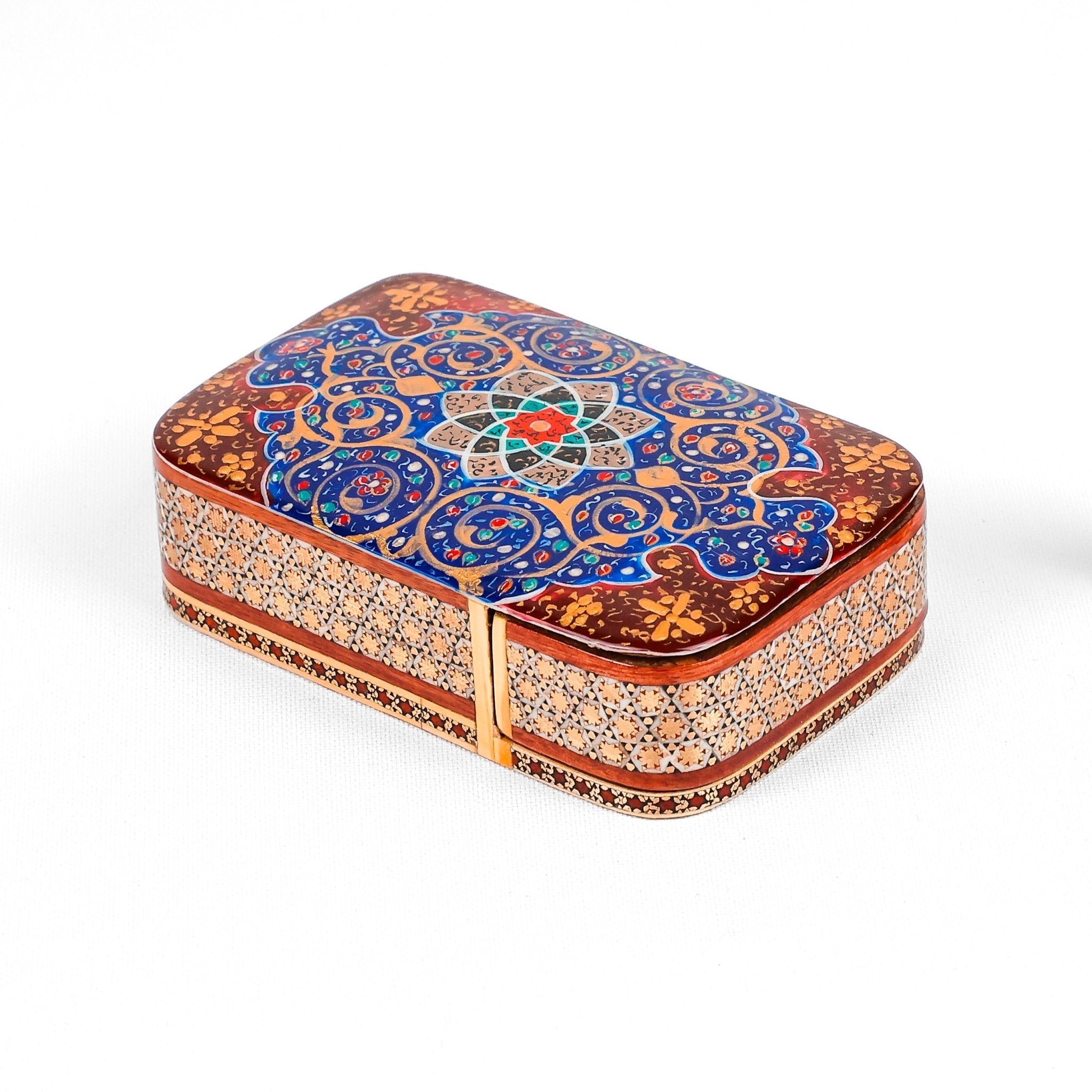 Sliding Playing Card Box – Size 8 × 11 cm – Tazhib Painting – Customer Sample - Meraas Gallery
