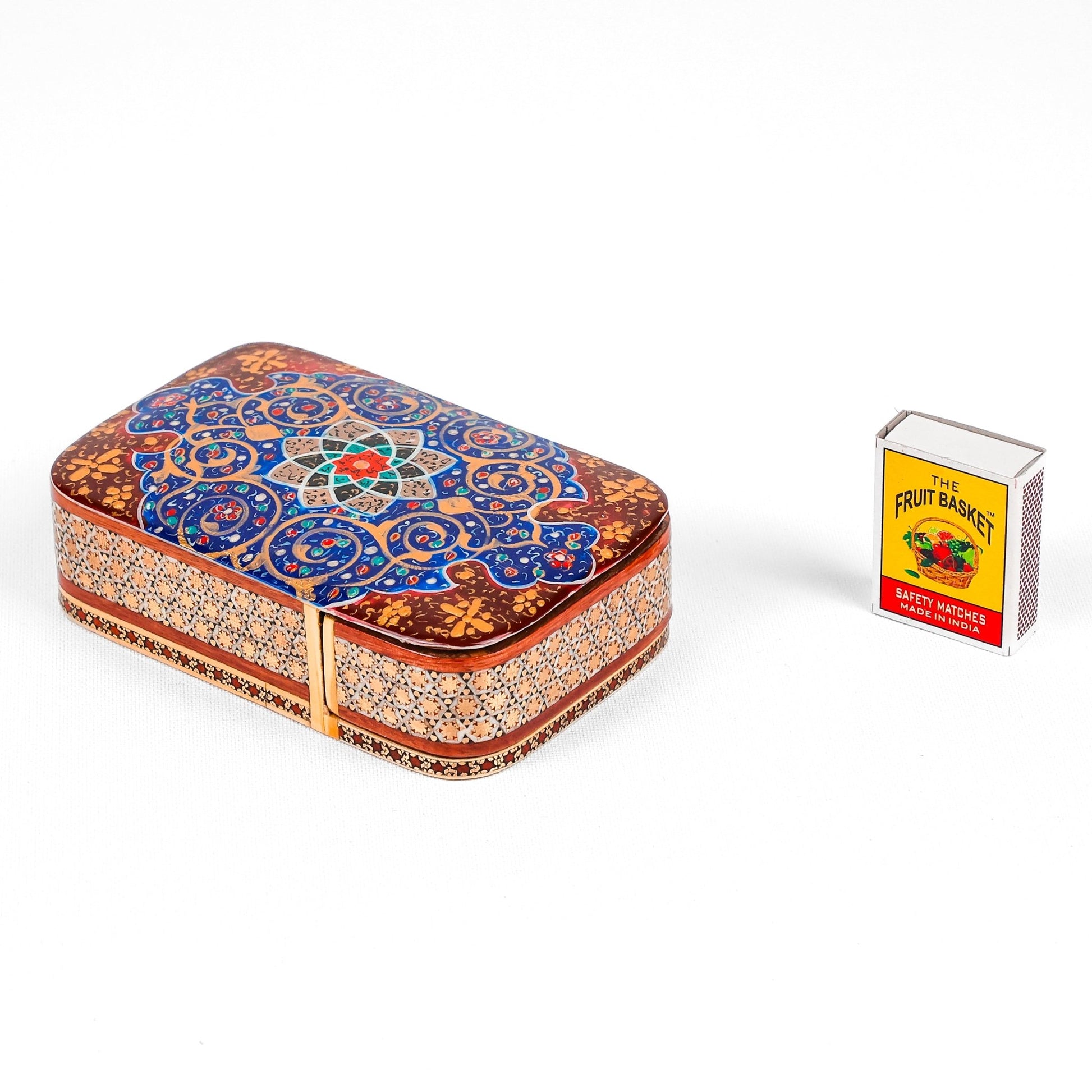 Sliding Playing Card Box – Size 8 × 11 cm – Tazhib Painting – Customer Sample - Meraas Gallery