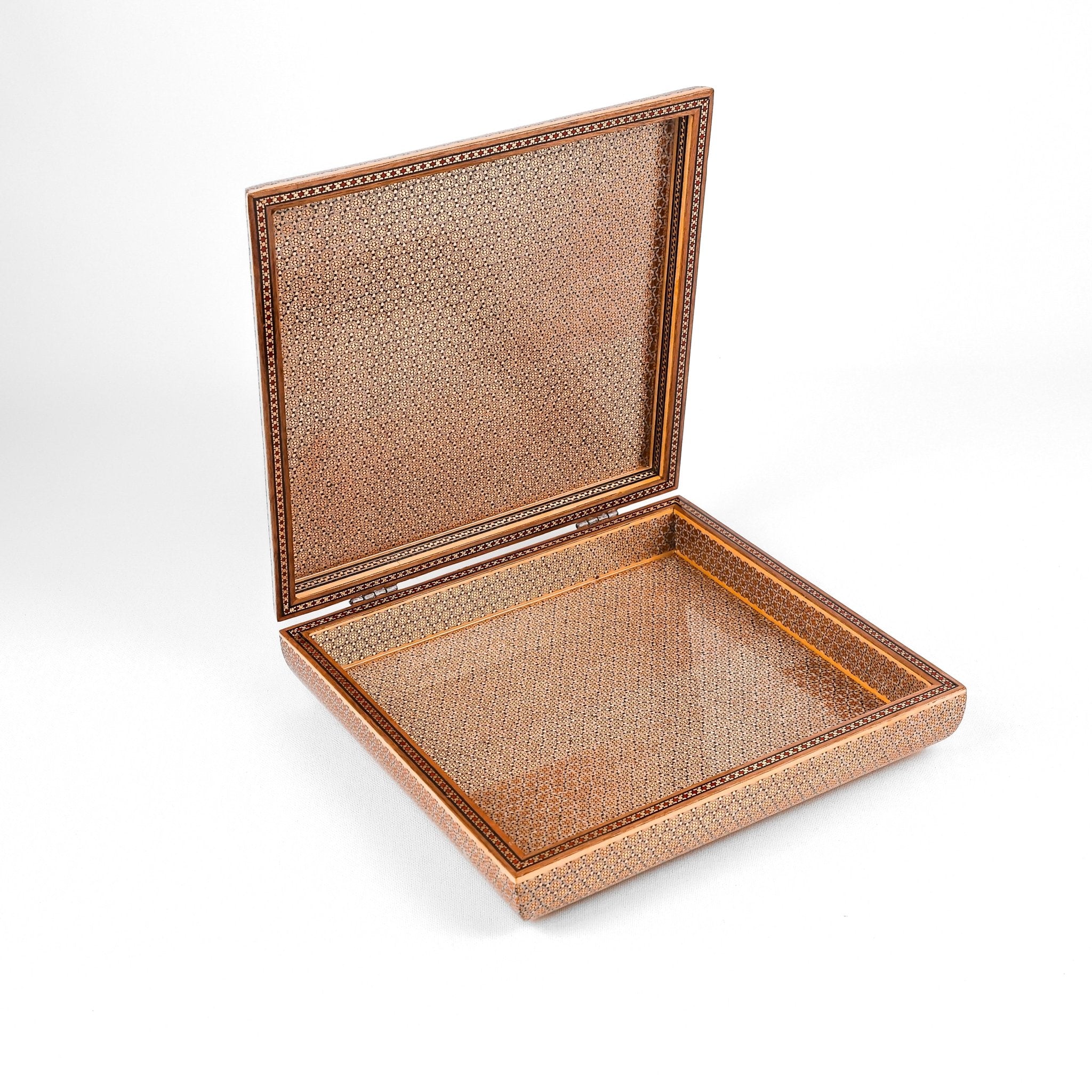 Large Oud Box – Premium Khatam – Qatar Logo – Yellow Color – Customer Sample - Meraas Gallery