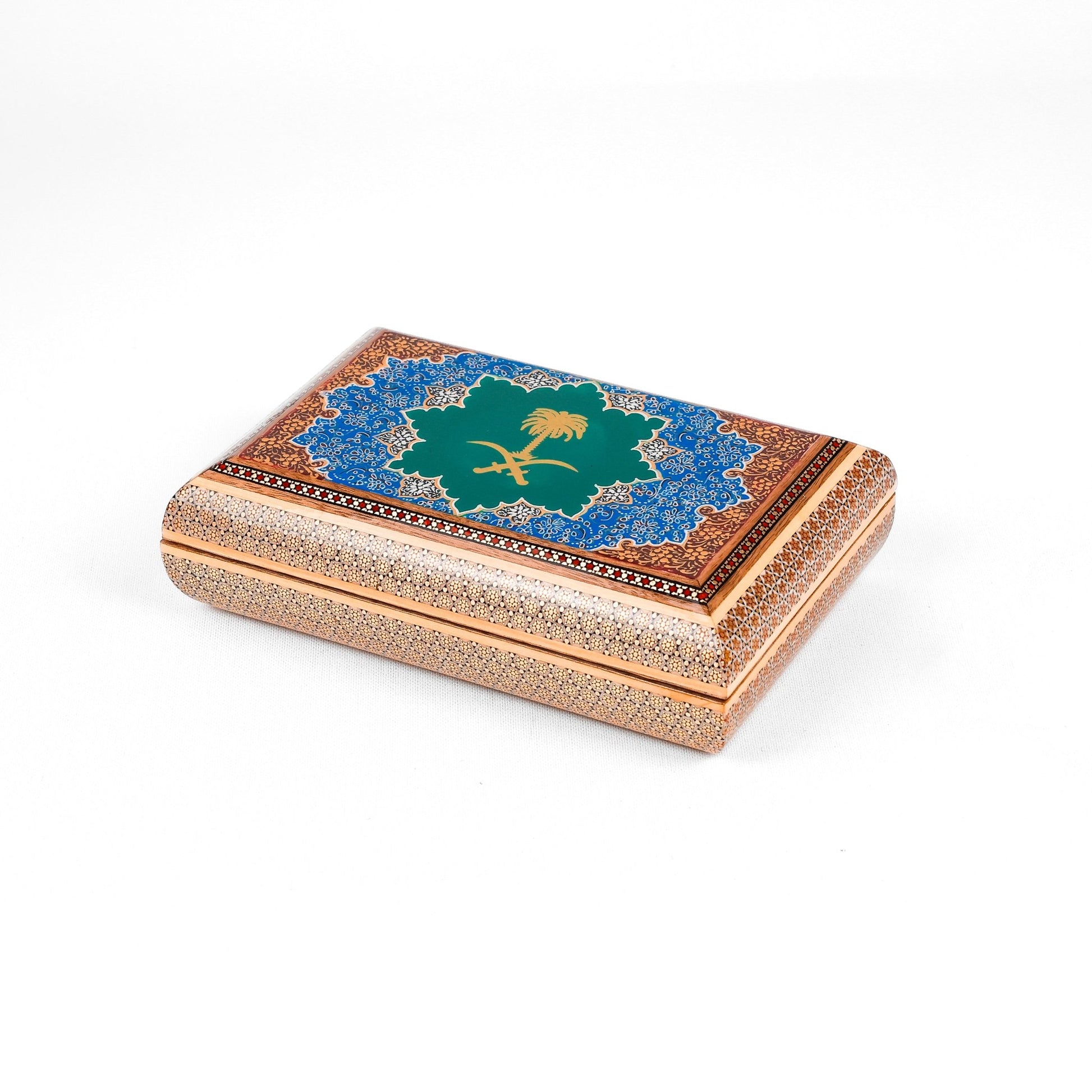 Oud Box – Premium Khatam – Saudi Logo – Green Color – Customer Sample - Meraas Gallery
