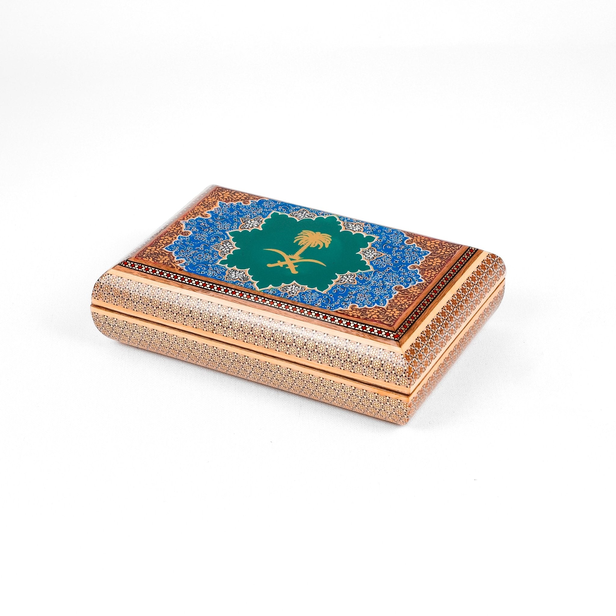 Oud Box – Premium Khatam – Saudi Logo – Green Color – Customer Sample - Meraas Gallery