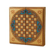 طاولة نرد وشطرنج - مقاس 50 - سطح دائري - فاخر - مزين بصدف اللؤلؤ - تازيب