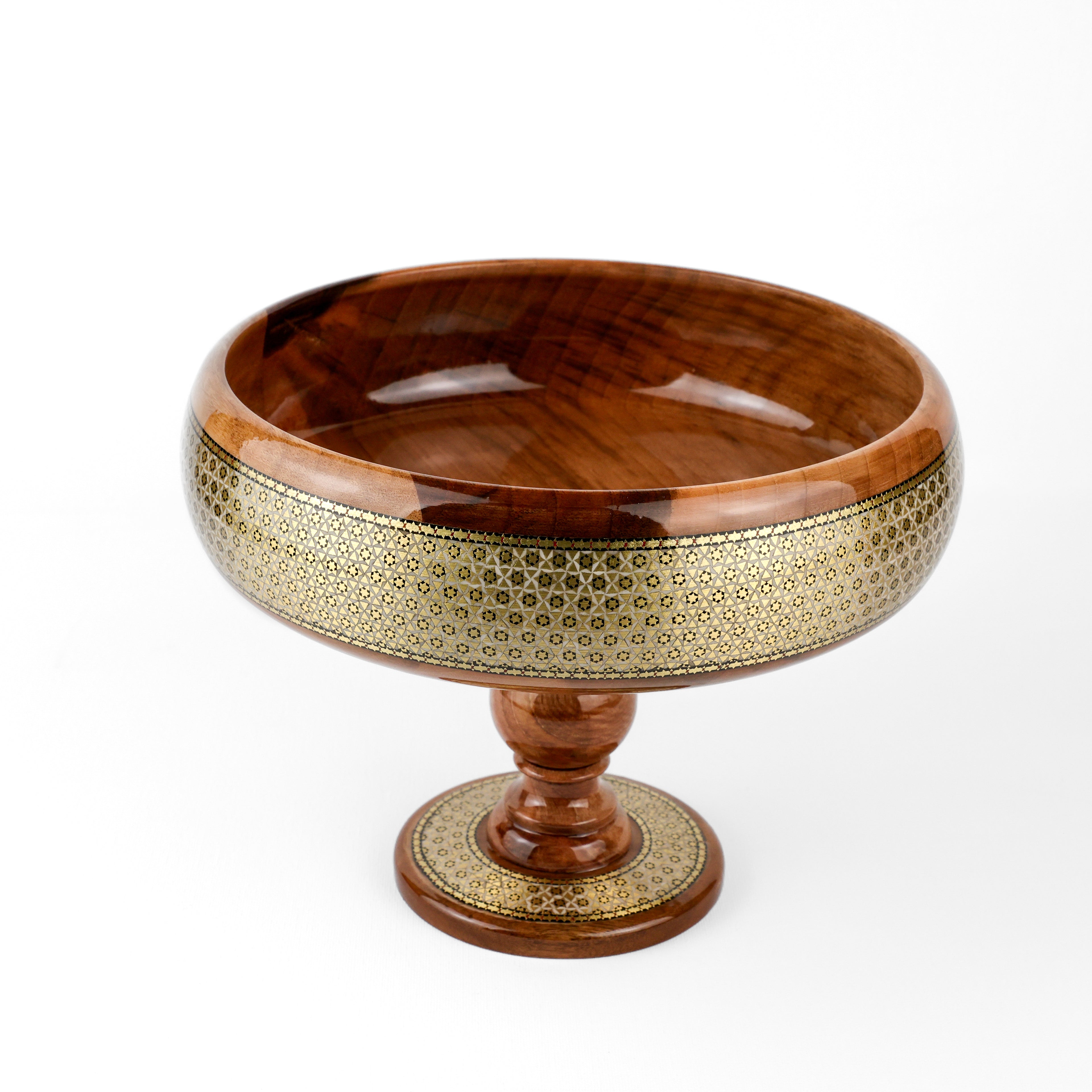 Fruit Bowl with Pedestal - Size 25 - Walnut Wood