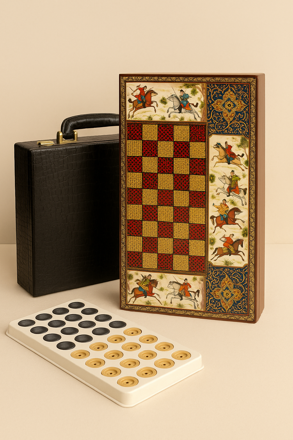 Chess Board - Size 40 - Tazhib & Flower Design