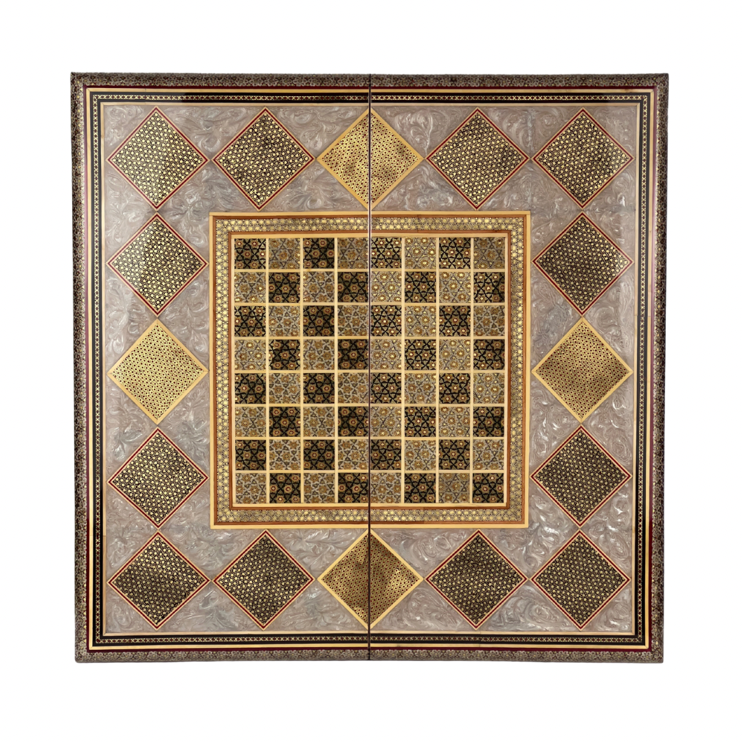 Backgammon & Chess Board - Size 60 - Full Khatam - Shirazi Style