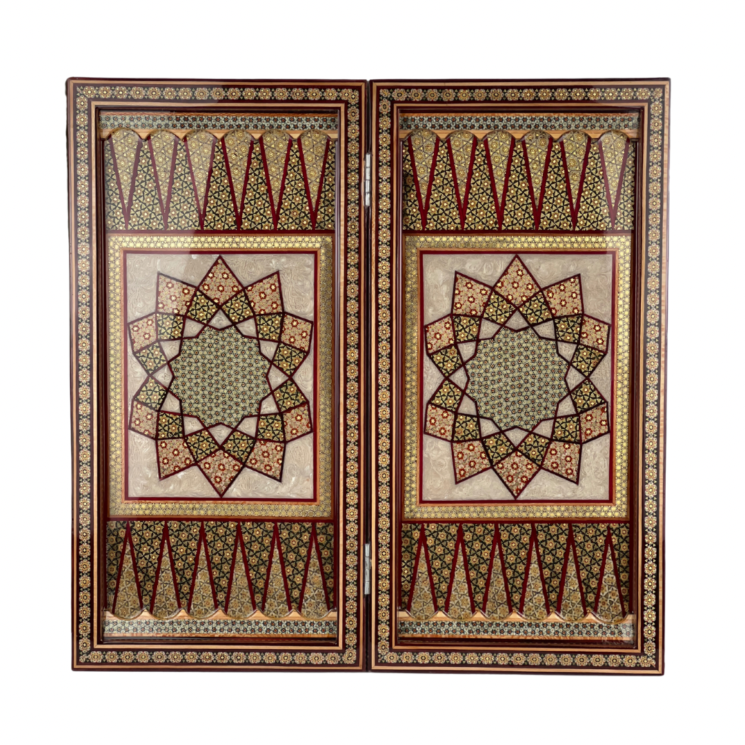 طاولة نرد وشطرنج - مقاس 60 - ختم كامل - نمط شيرازي