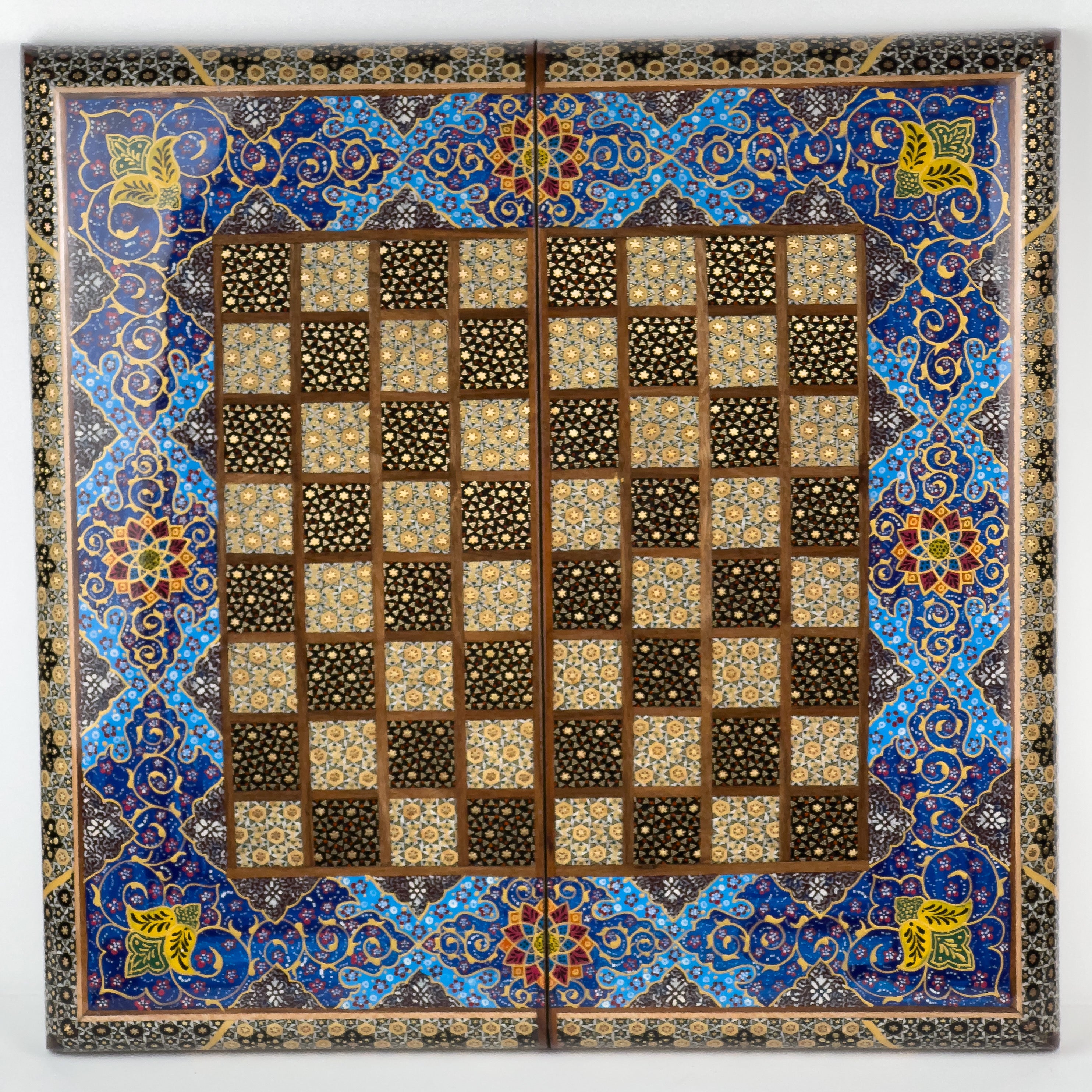 رقعة شطرنج - مقاس 50 - تصميم صدفي - حافة مستديرة