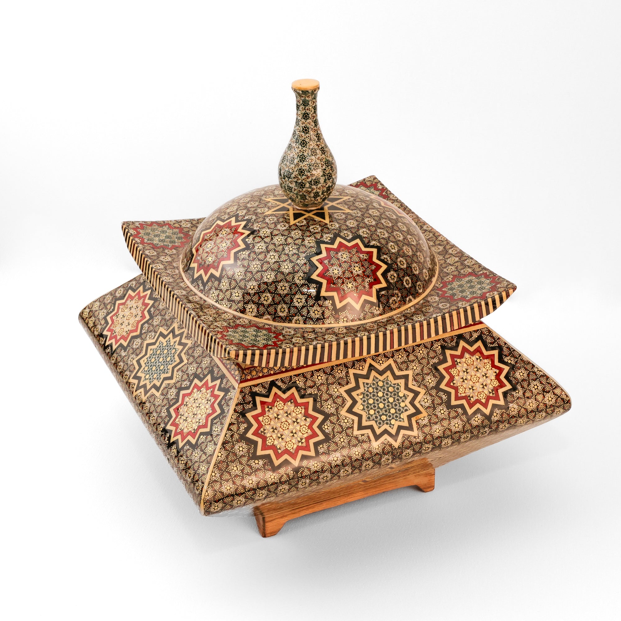 Candy Dish - Flying Saucer Shape - Square - Full Khatam - Shirazi Style