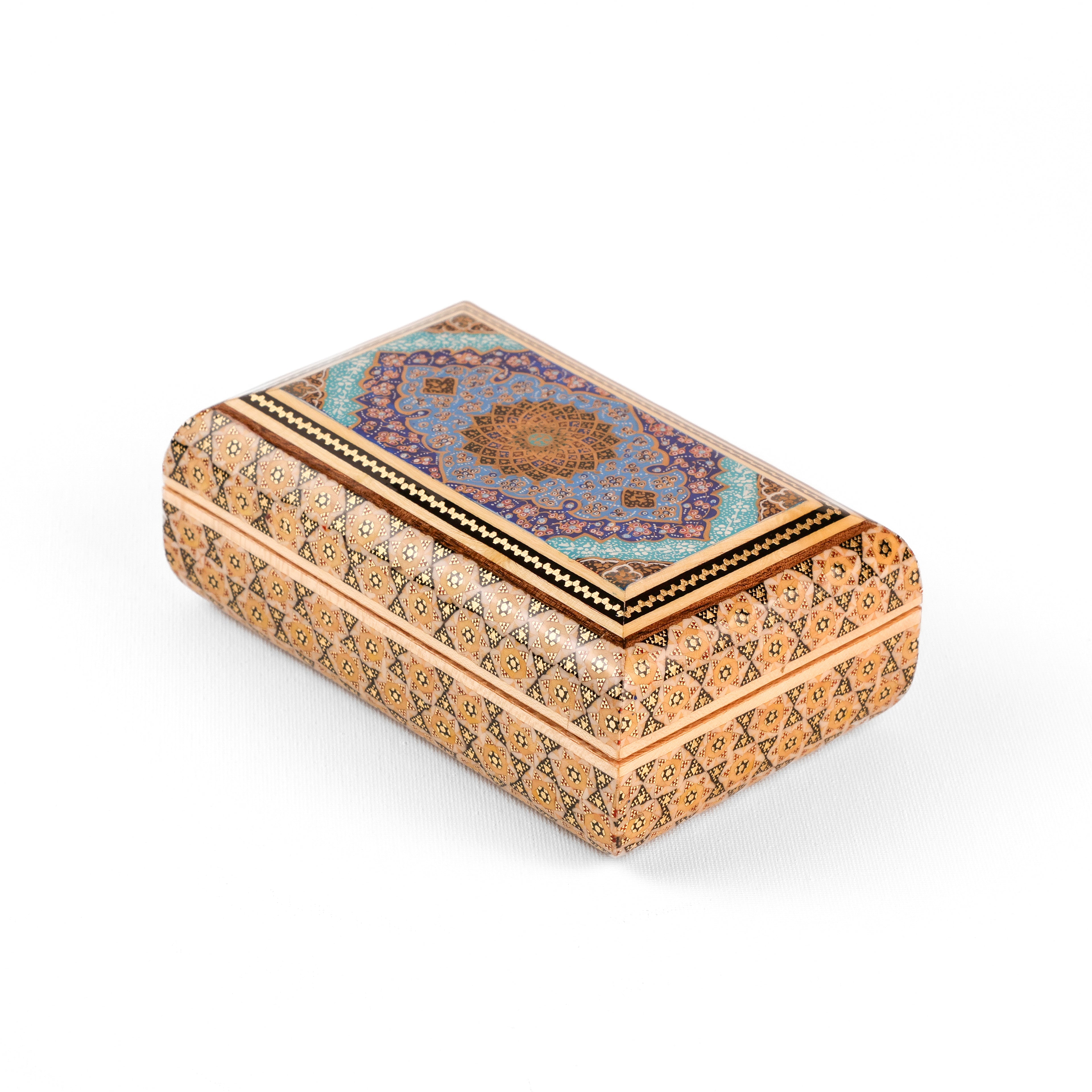 Round Seeded Khatam Box - Regular - Tazhib Lid