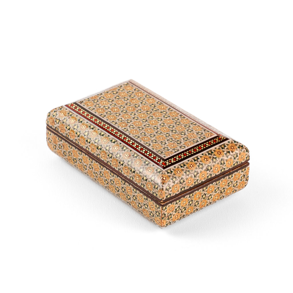 Jewelry Box - Size 1 - Full Bone Khatam - Round Top and Bottom - Khatam Interior