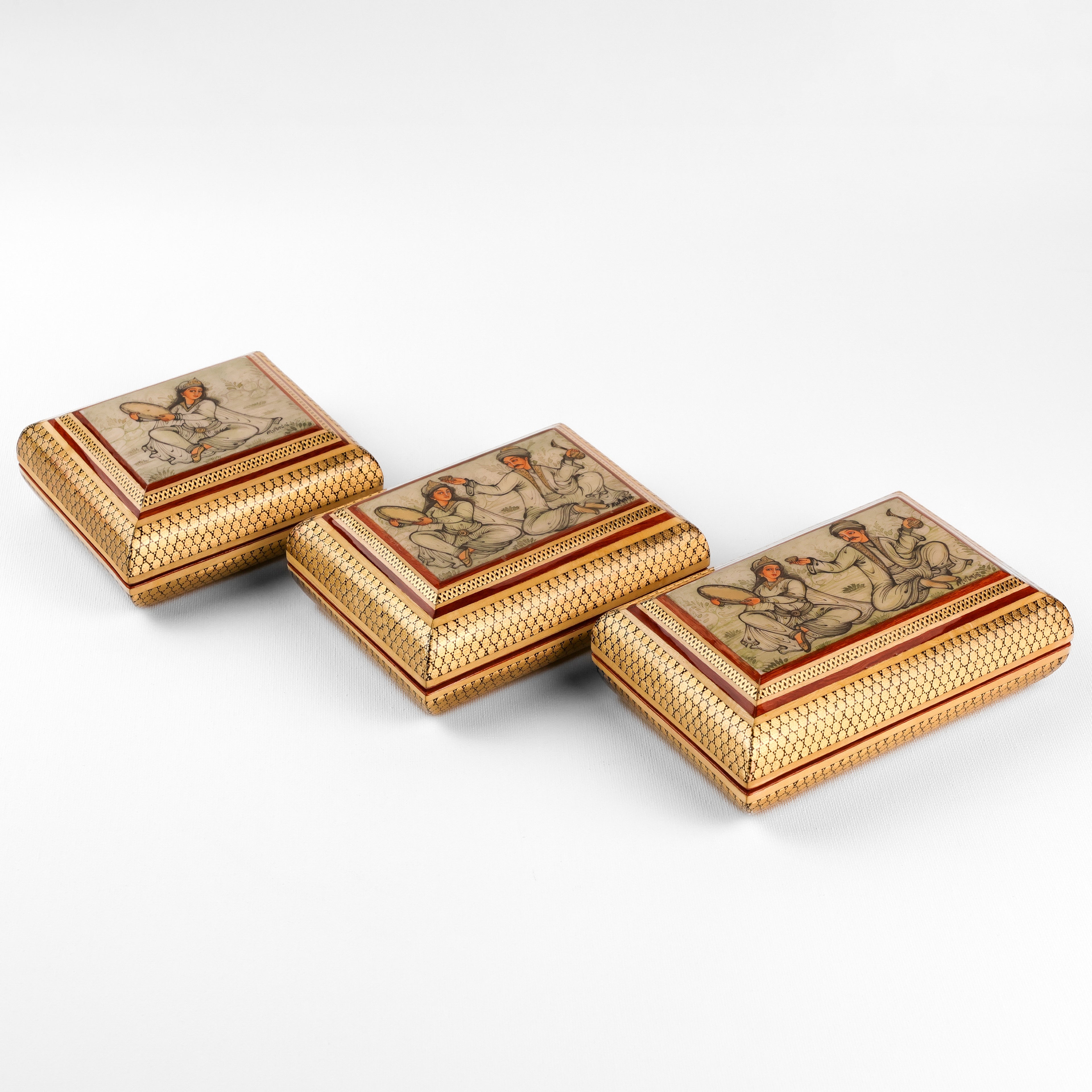 Slim Box with Inner Strap - Wire Khatam - Double-Sided - Size 1