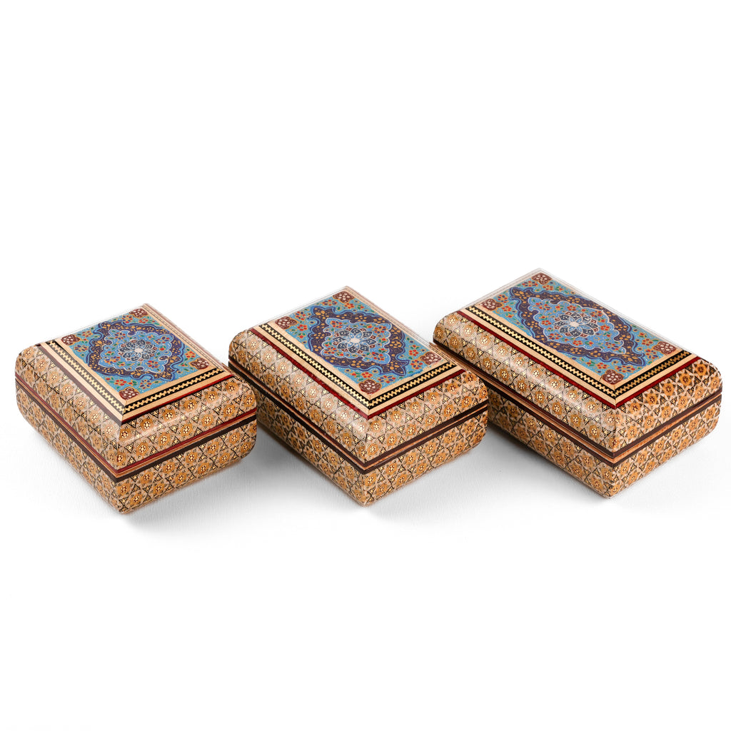 Jewelry Box - Size 12x10 - Hand-Painted by Valivand - Khatam Interior