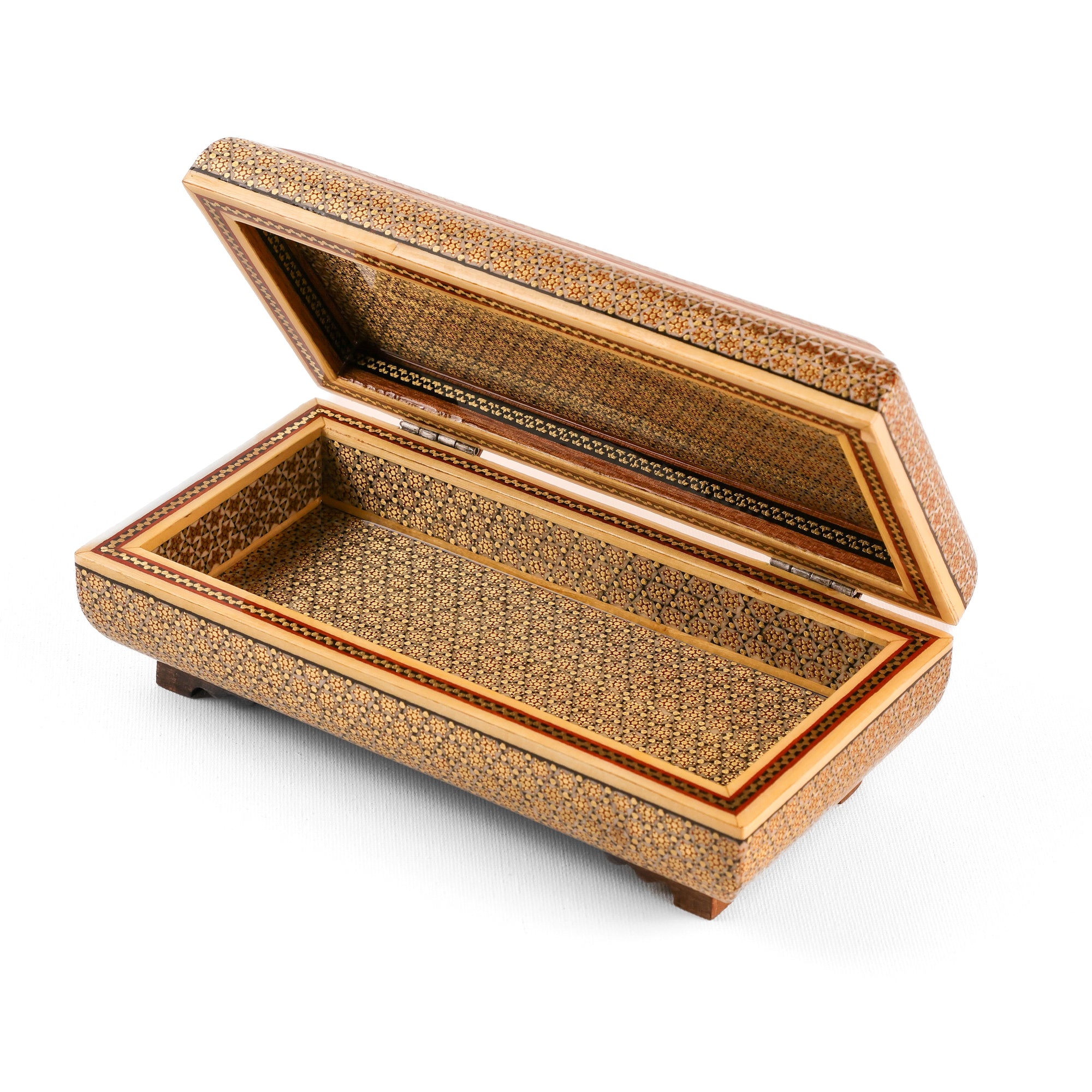 Box - Size 10x20 - Full Glass - Sun Pattern - Tazhib Lid - Round Top and Bottom