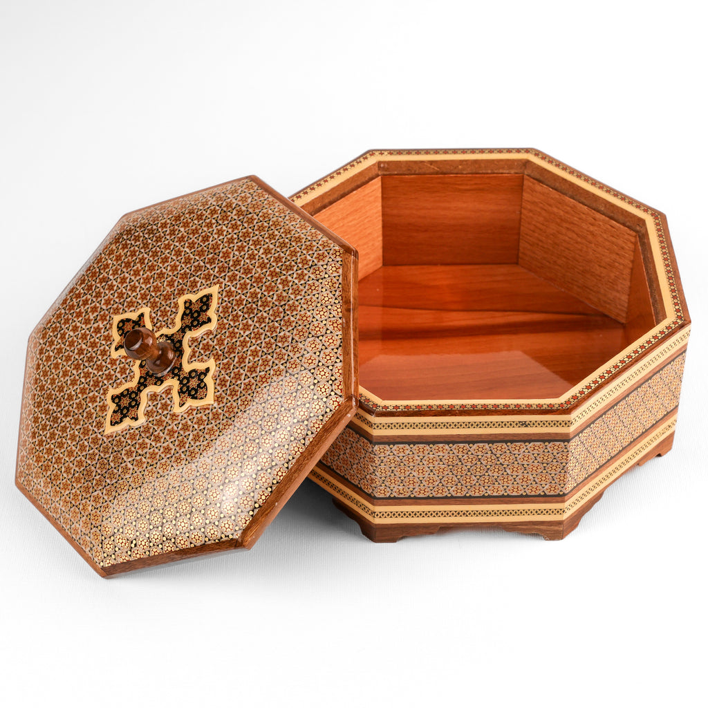 Candy Dish - 8-Sided - Khatam Glass Premium - Inner Beech - Toranj Lid - Size 2