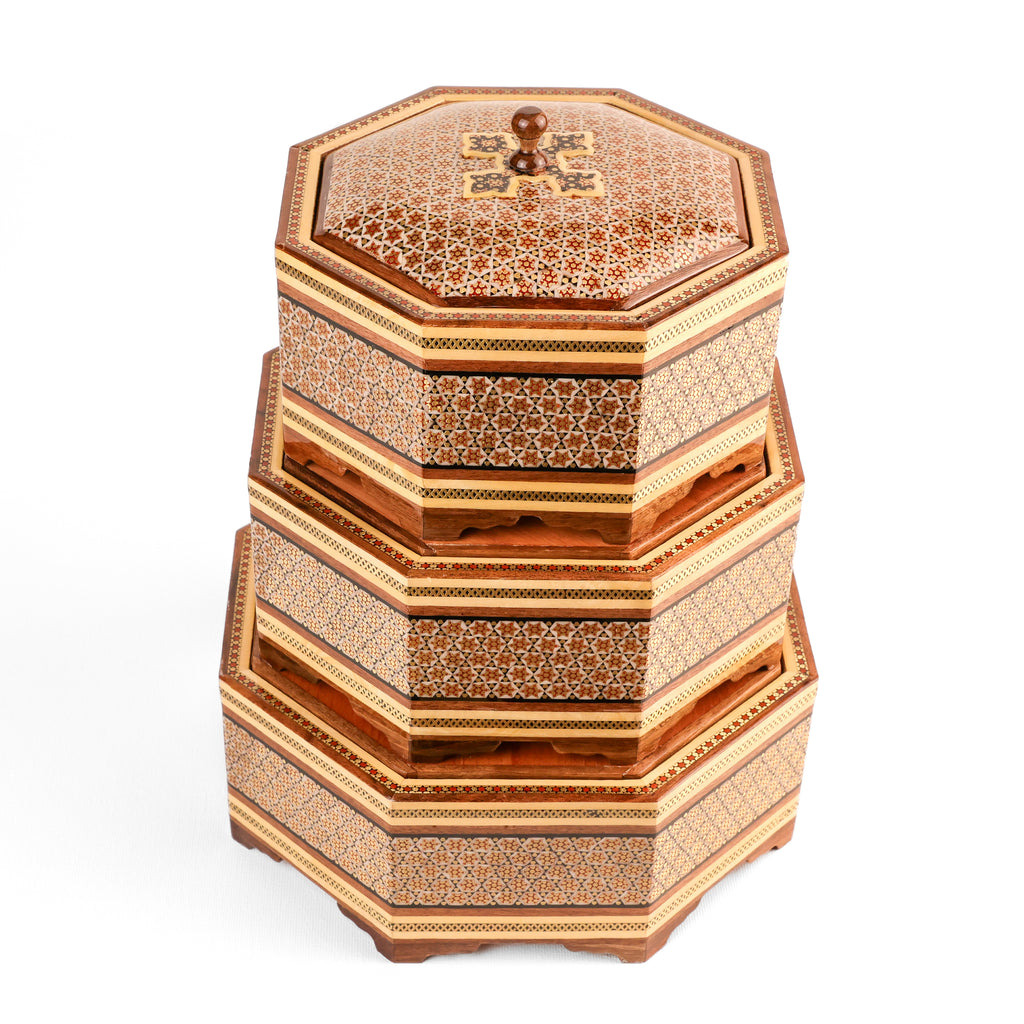 Candy Dish - 8-Sided - Khatam Glass Premium - Inner Beech - Toranj Lid - Size 2