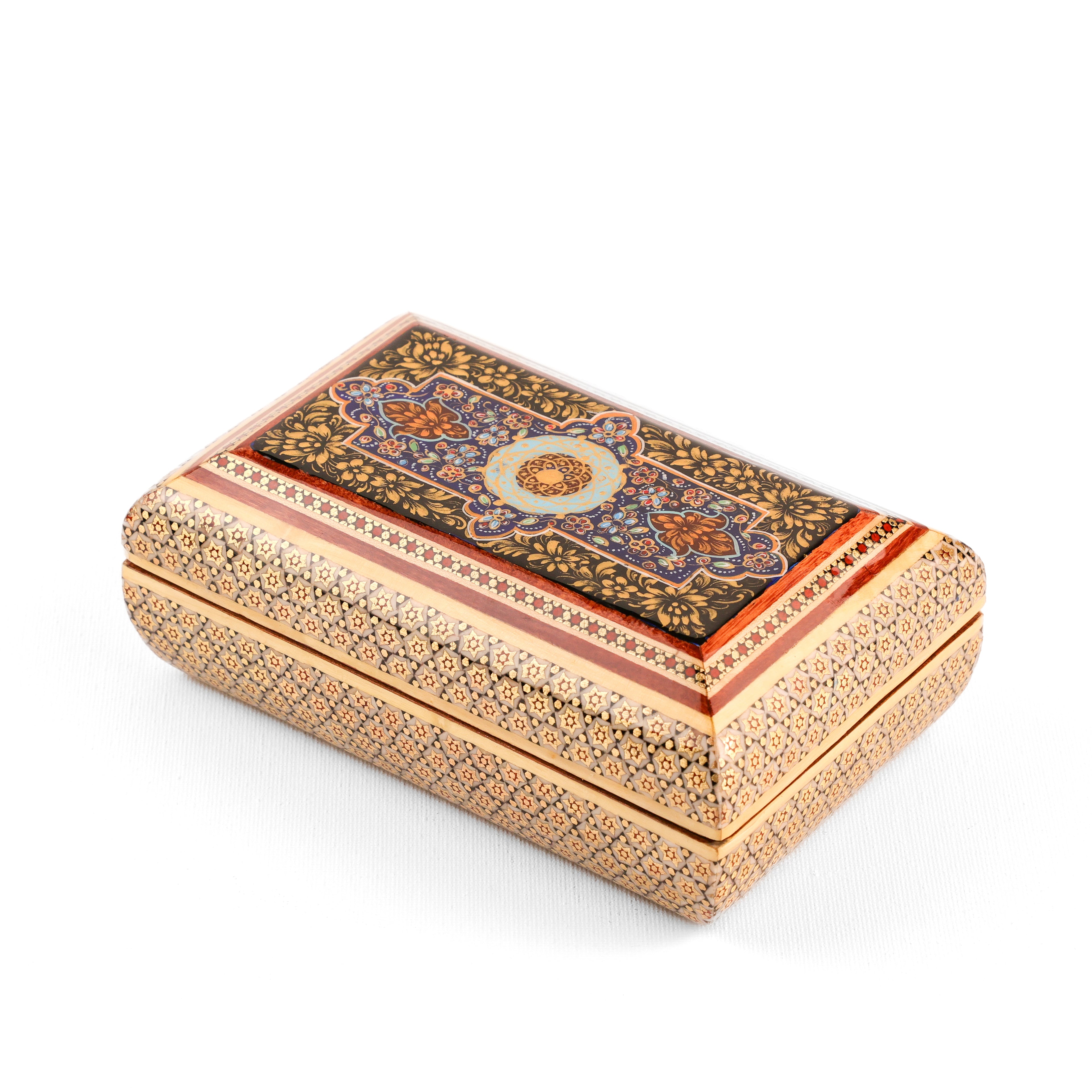Jewelry Box - Size 10x12 - Full Bone Khatam - Tazhib Painting Lid