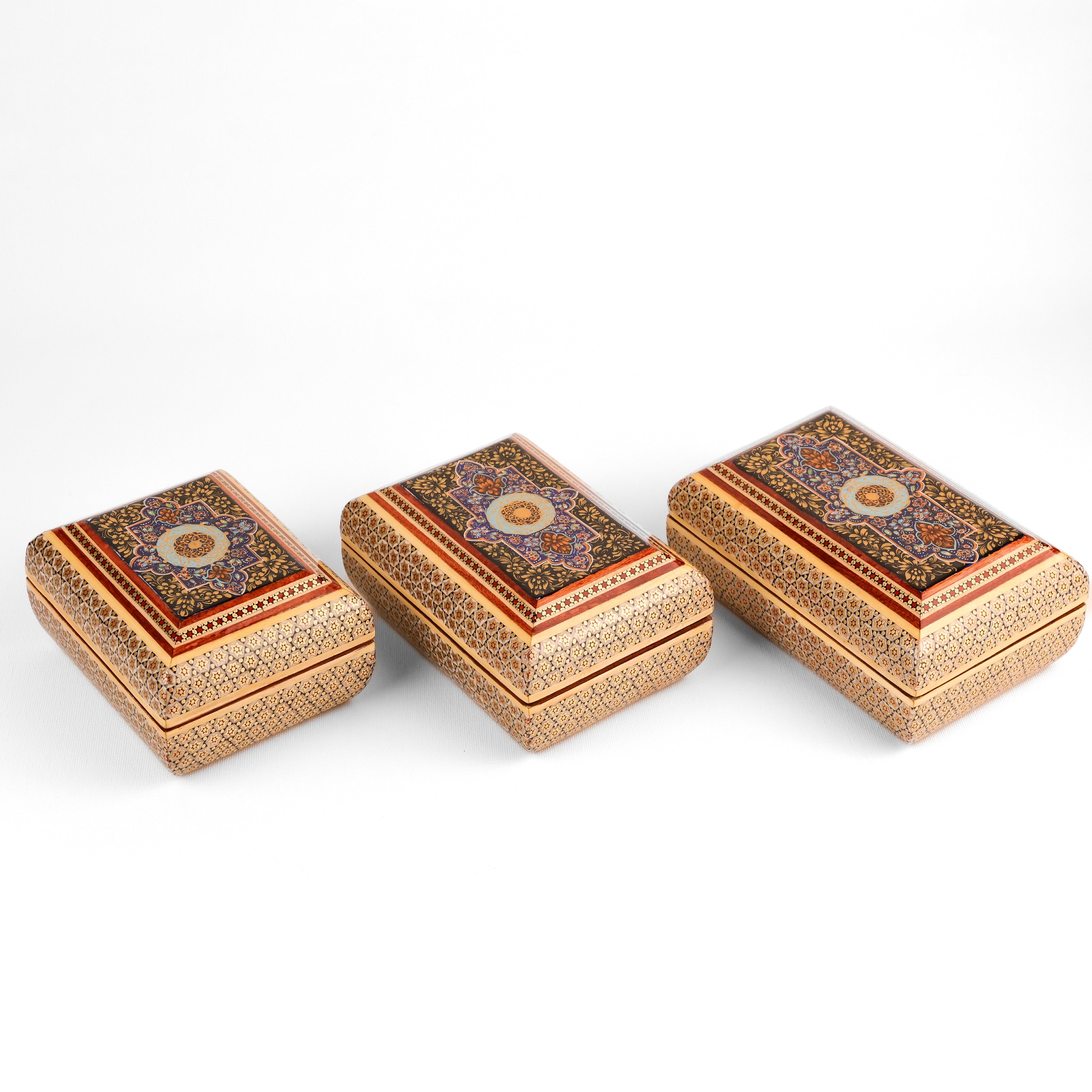 Jewelry Box - Size 10x12 - Full Bone Khatam - Tazhib Painting Lid