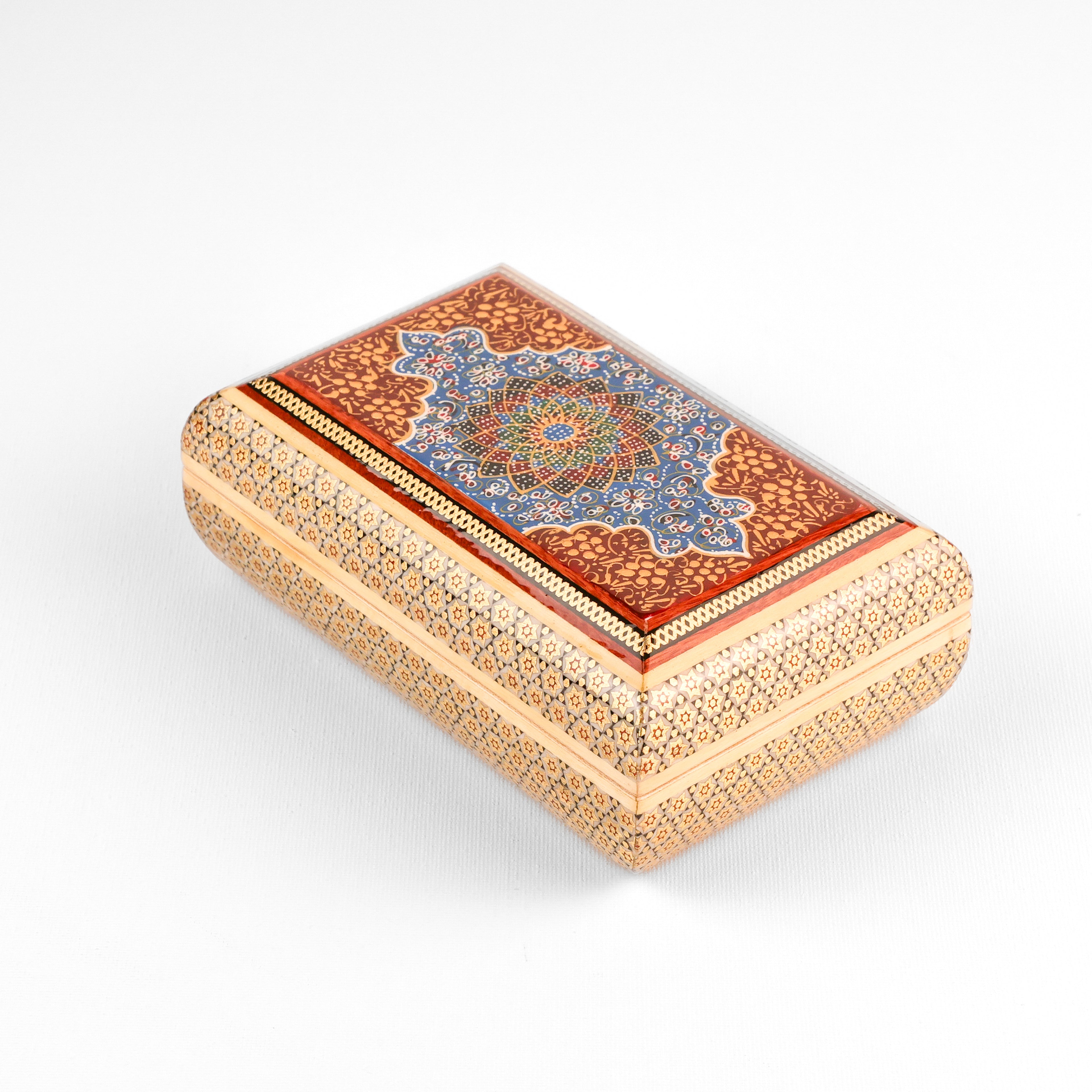 Jewelry Box - Full Bone Khatam with Hand-Painted Lid - Size 1